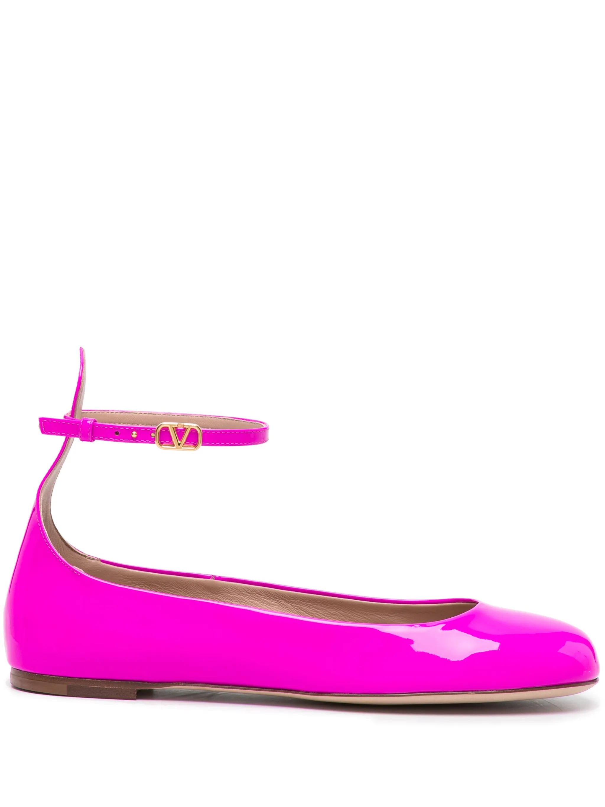 Tan-Go patent-leather ballerina shoes