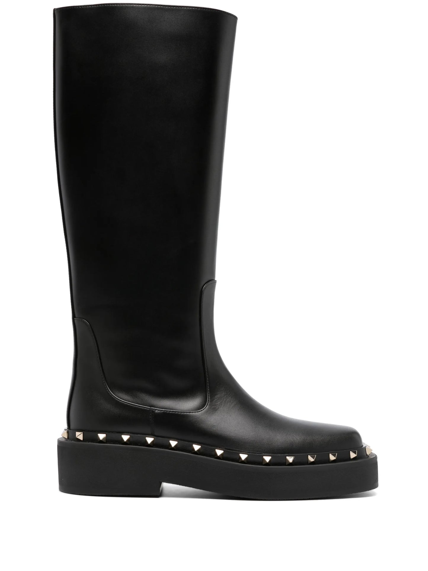 Rockstud-embellished knee-high leather boots