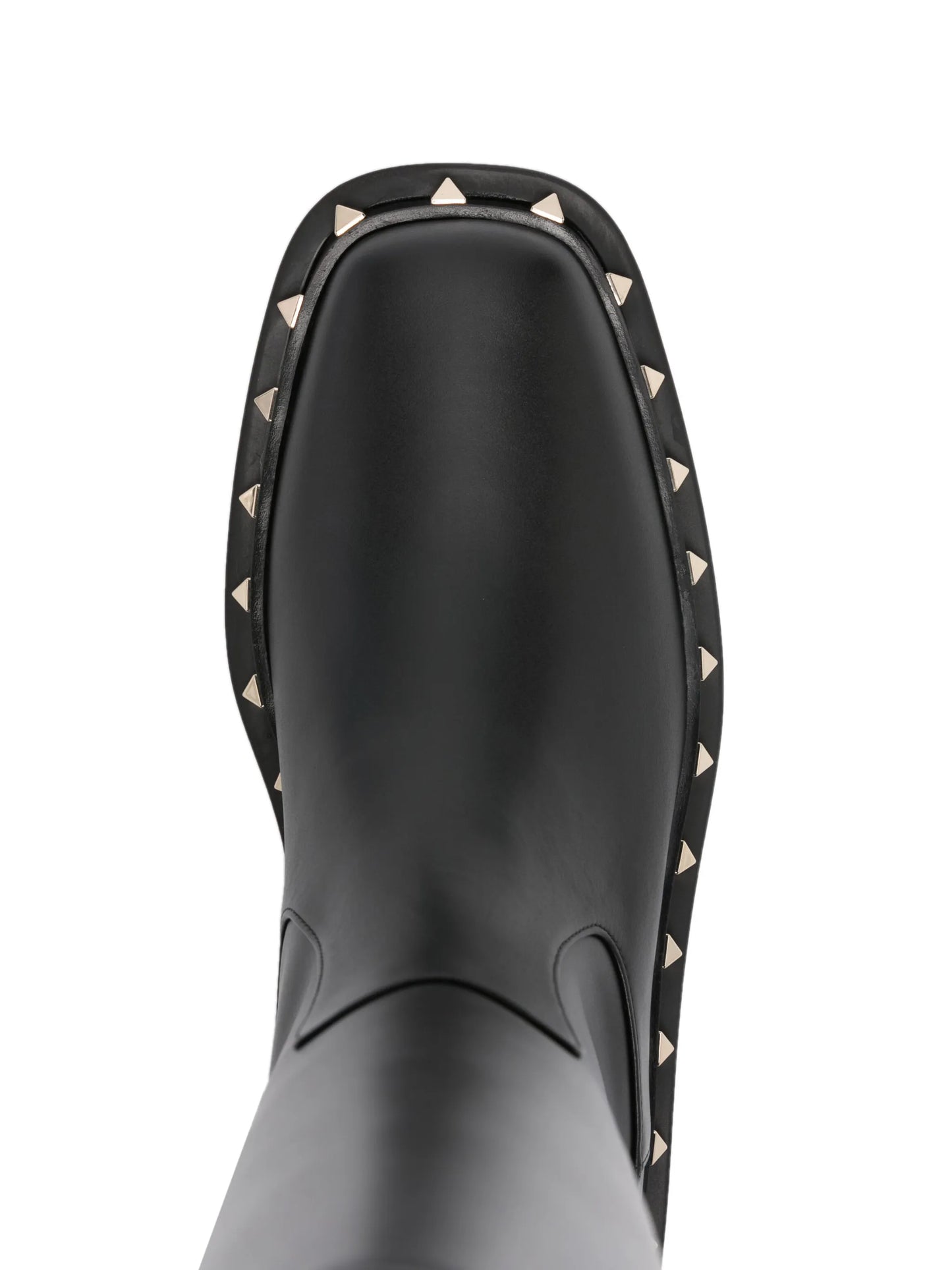 Rockstud-embellished knee-high leather boots
