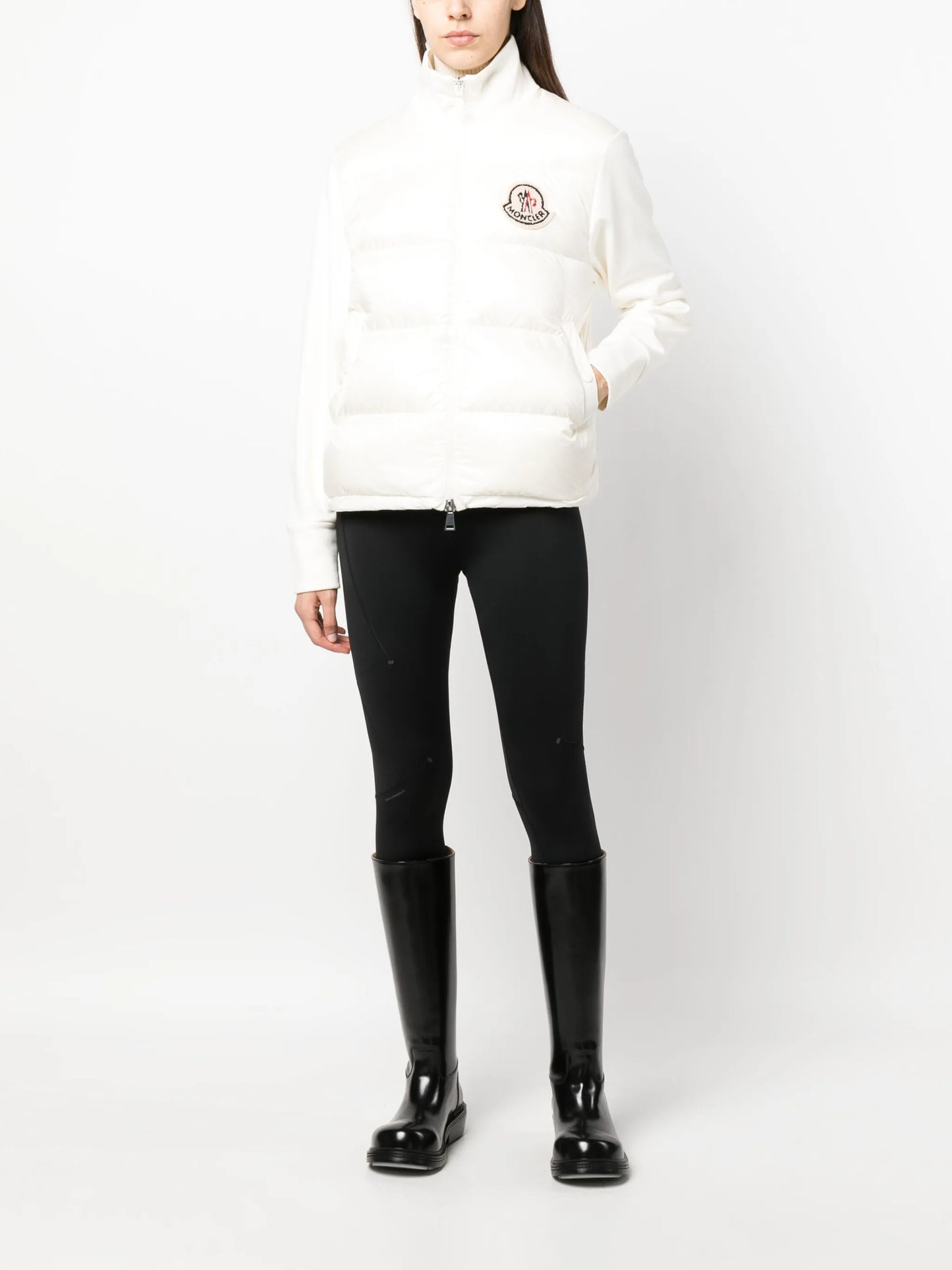 knitted-panel padded jacket