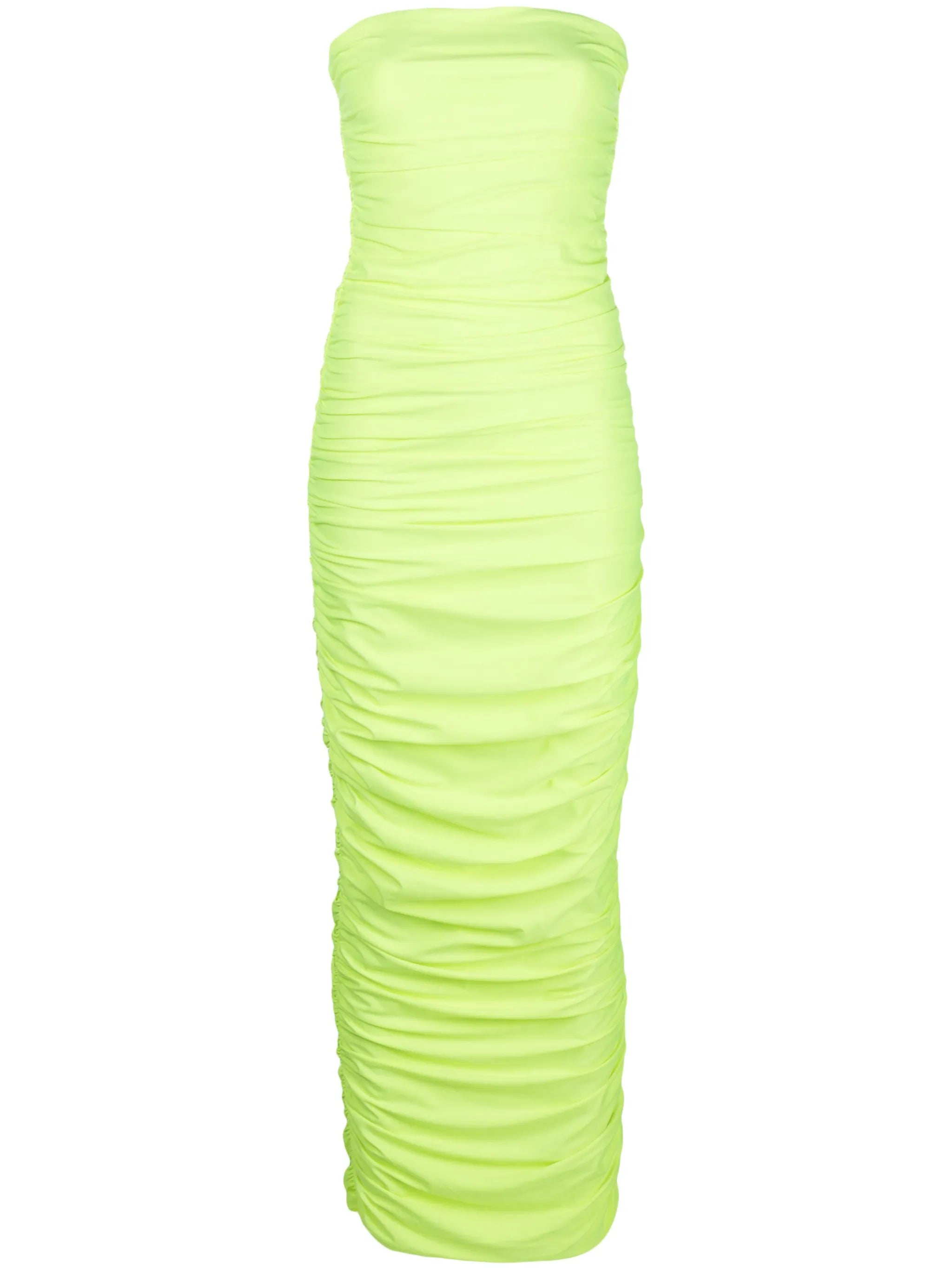 ruched satin tube dress