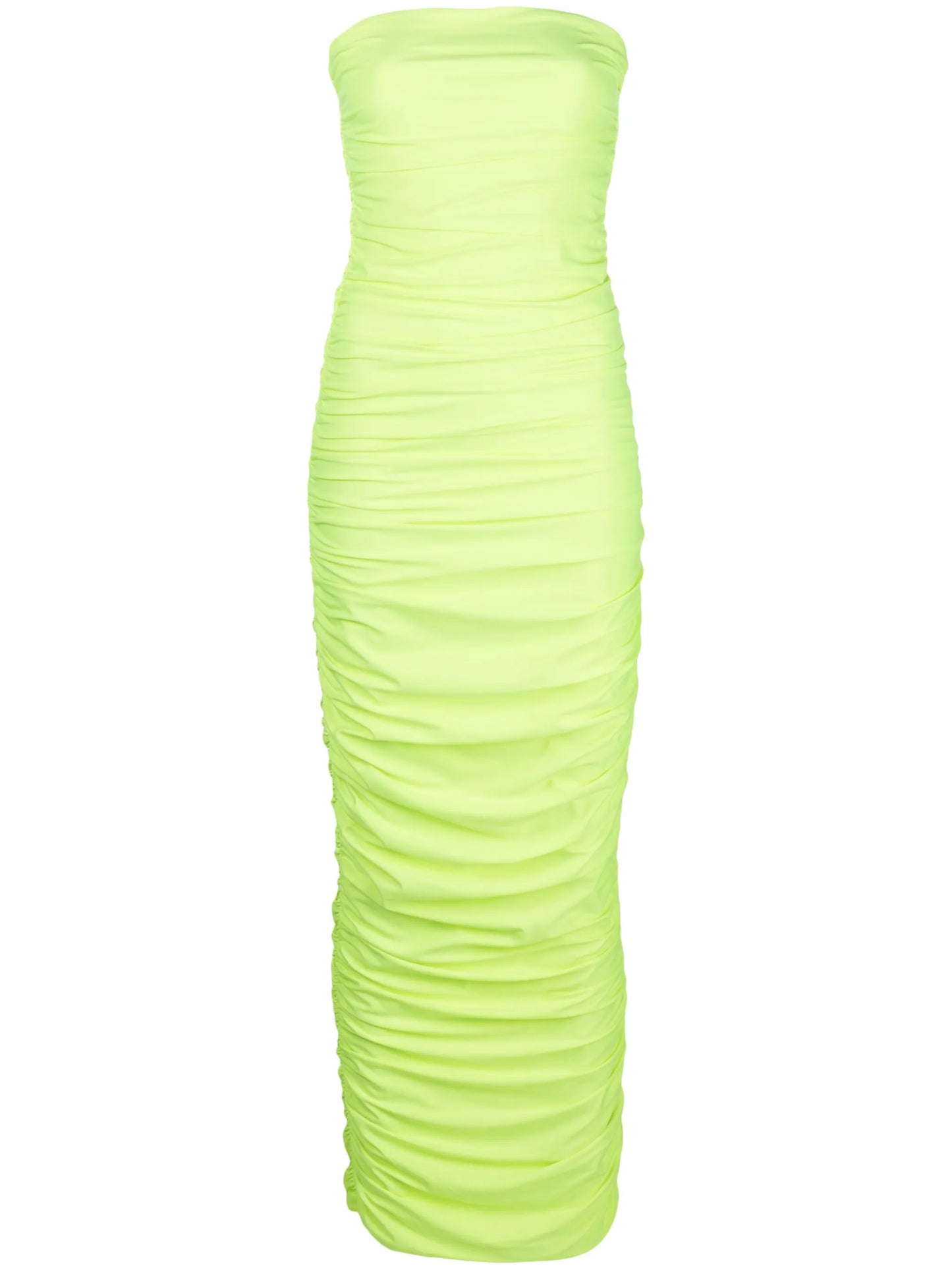 ruched satin tube dress