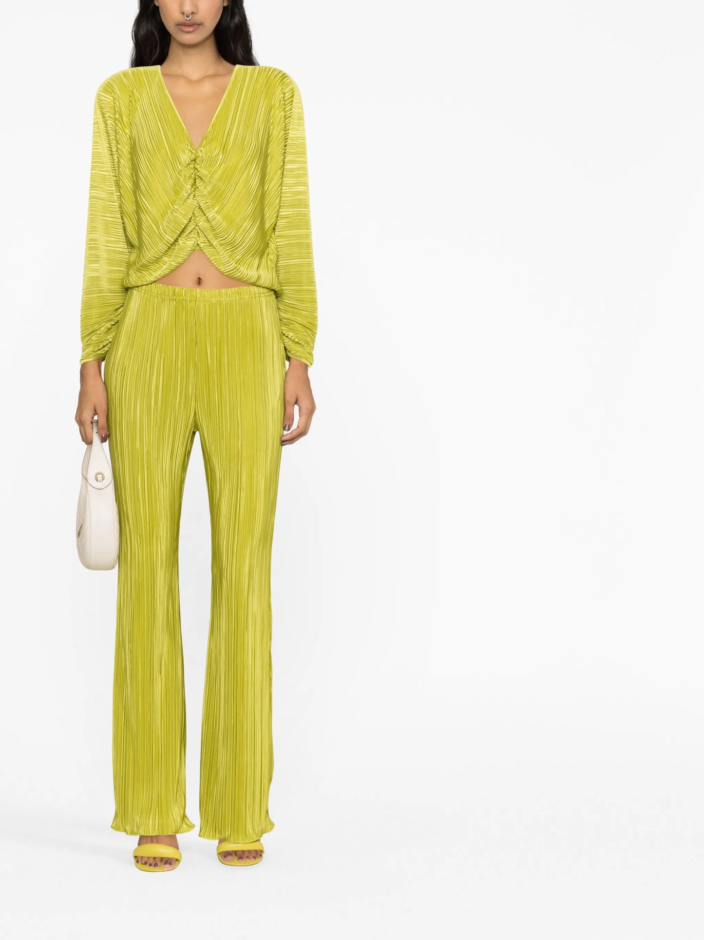 plissé-effect ruched blouse
