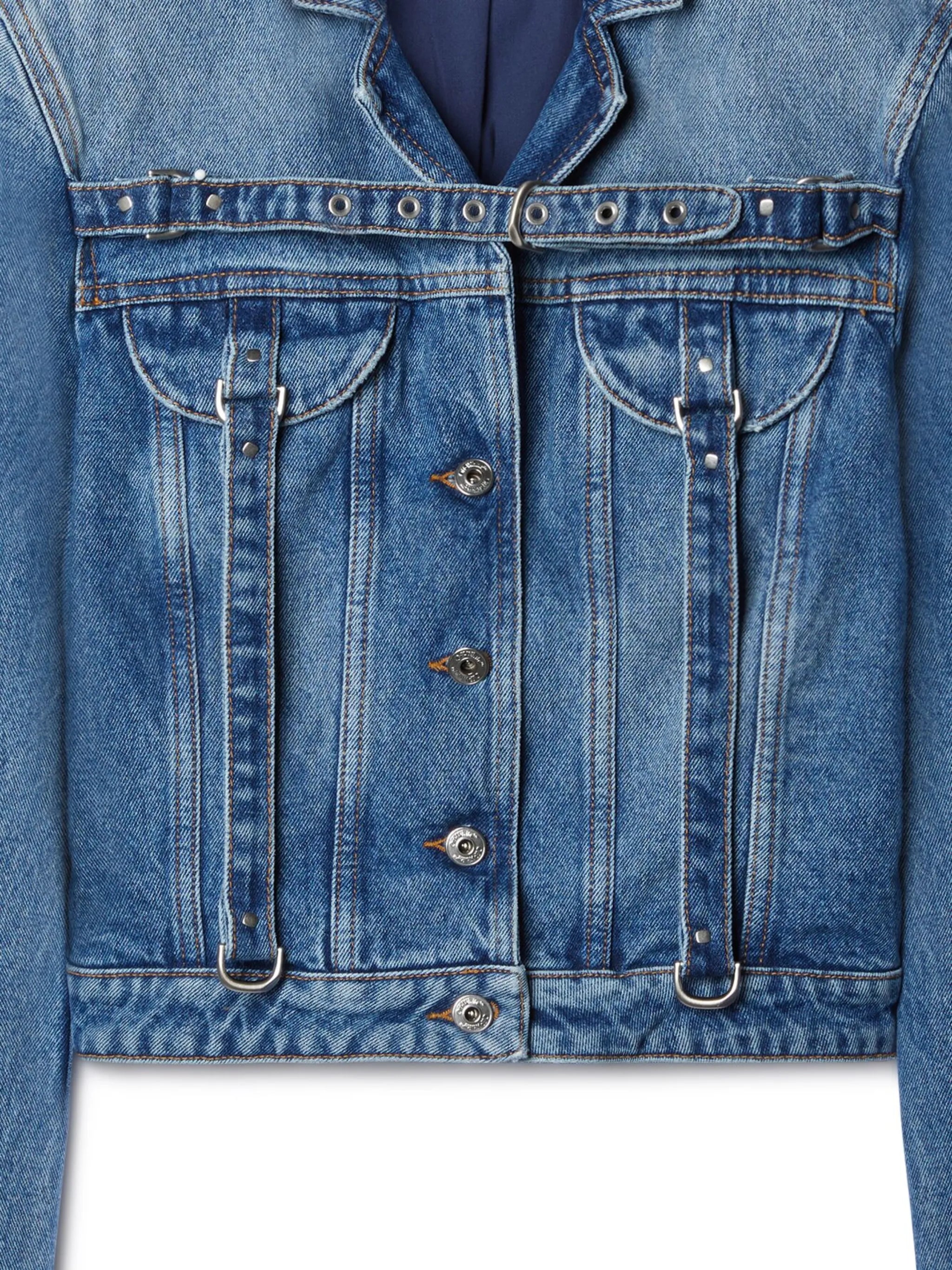 belt-detailed denim jacket