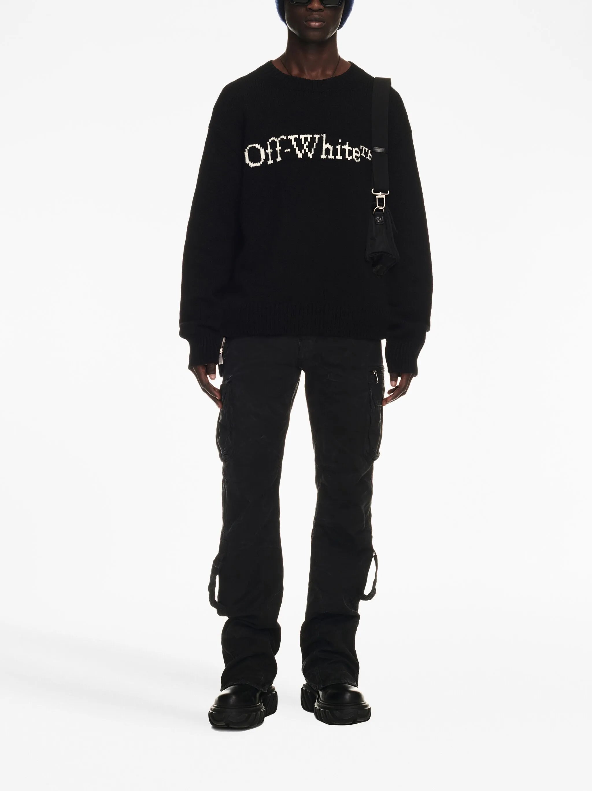 logo-intarsia wool jumper