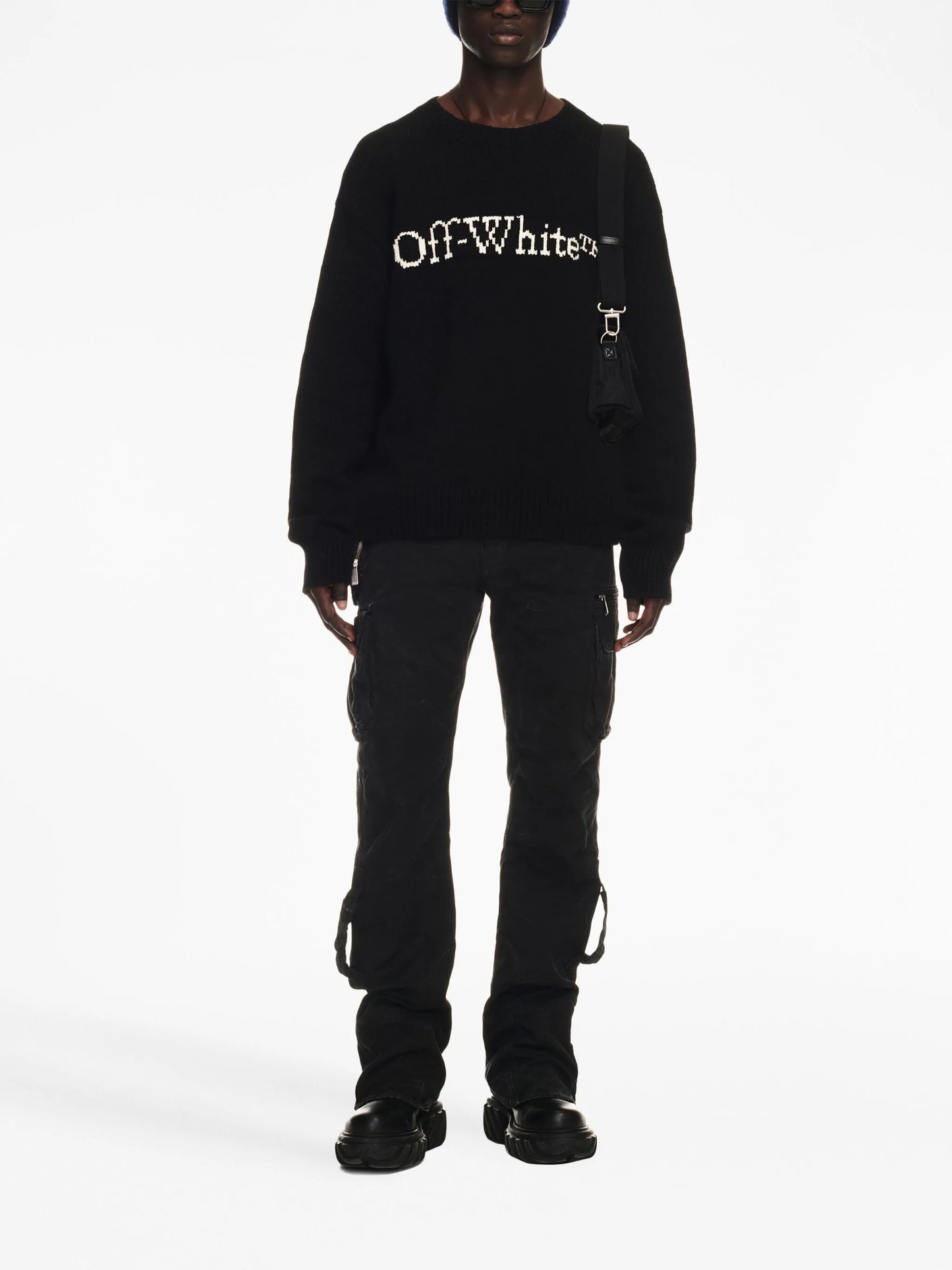 logo-intarsia wool jumper
