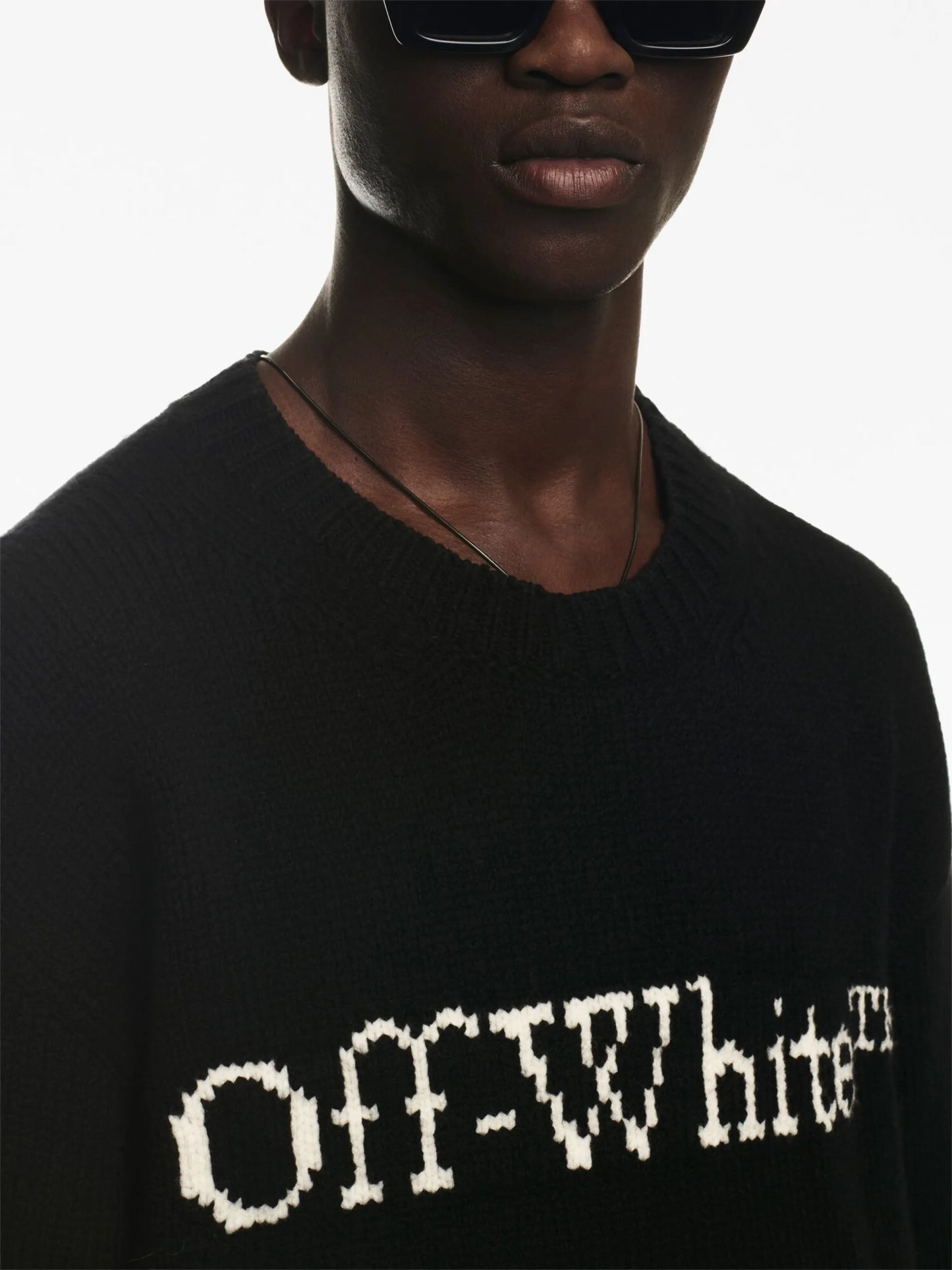 logo-intarsia wool jumper