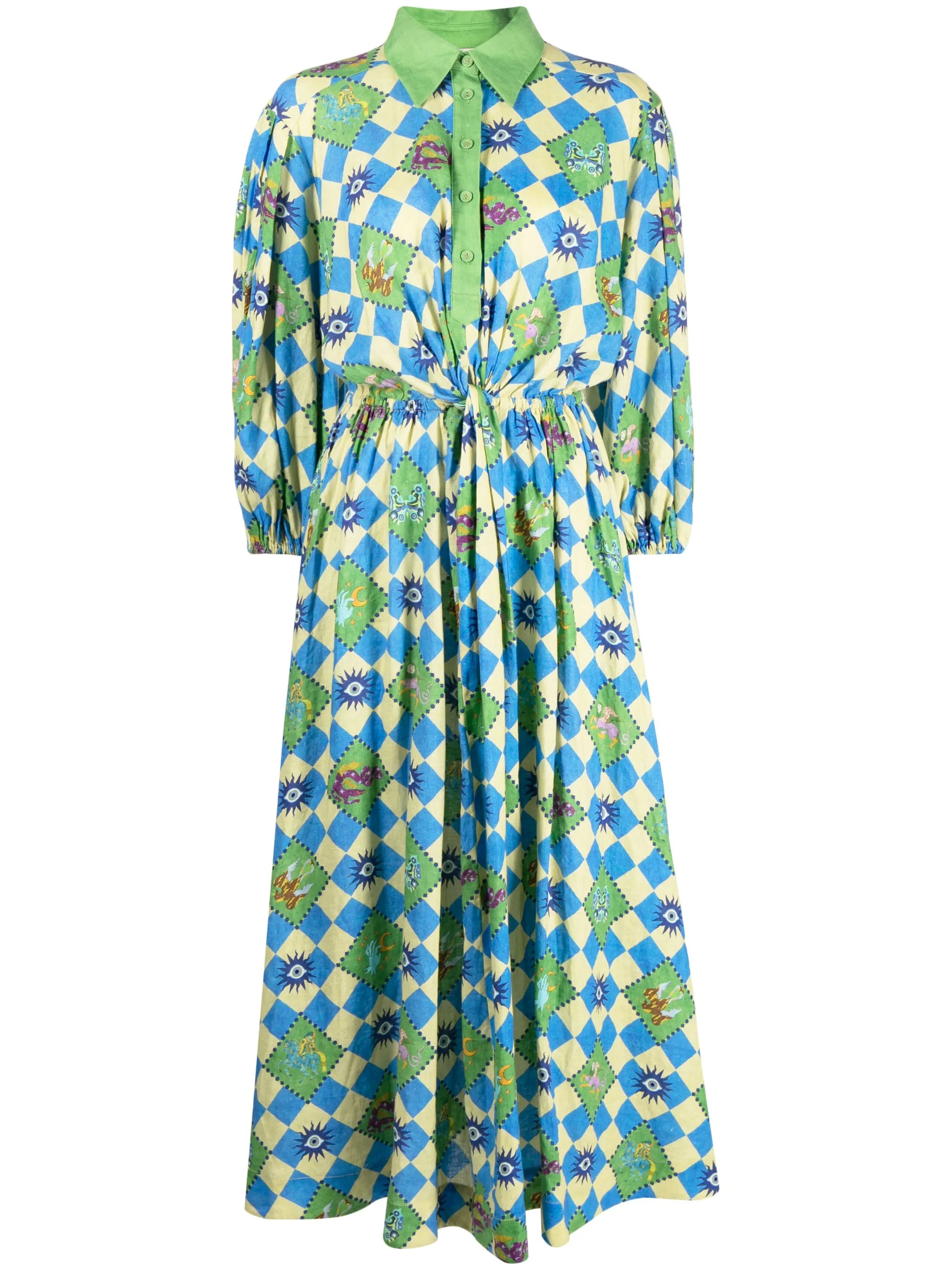 Lou twisted linen shirt dress