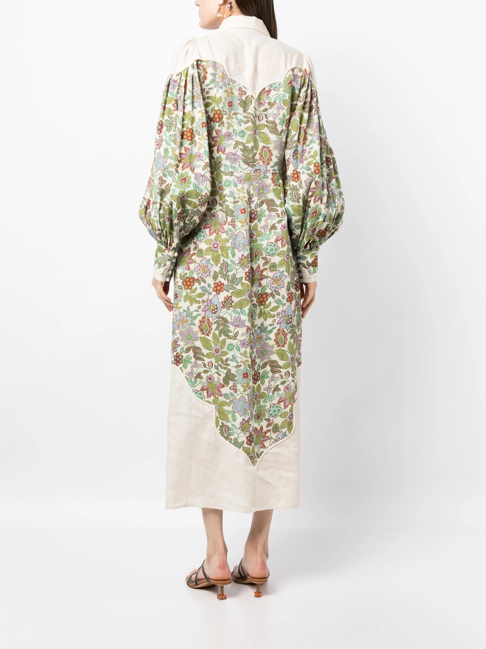 Isabella panelled linen midi shirtdress