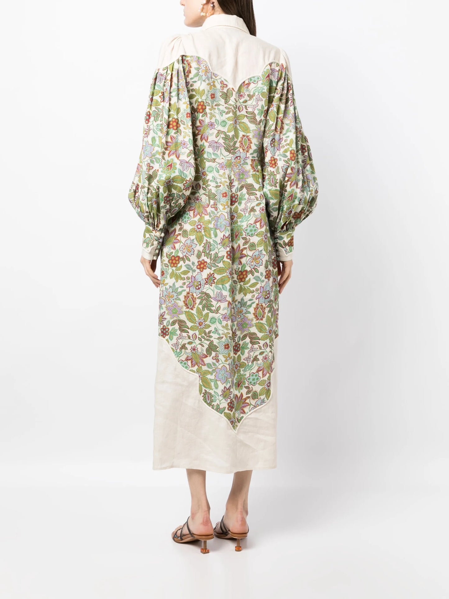 Isabella panelled linen midi shirtdress