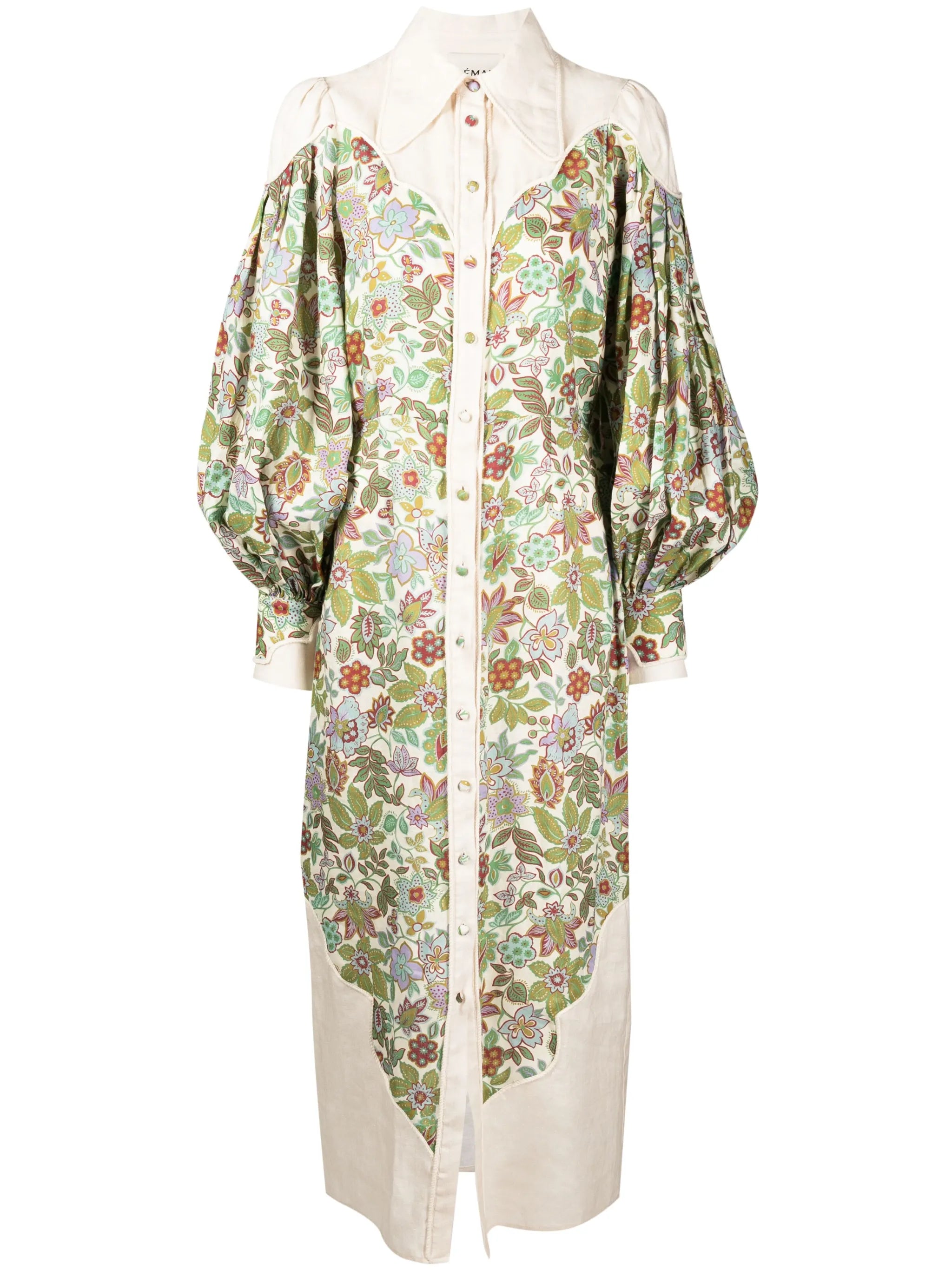 Isabella panelled linen midi shirtdress