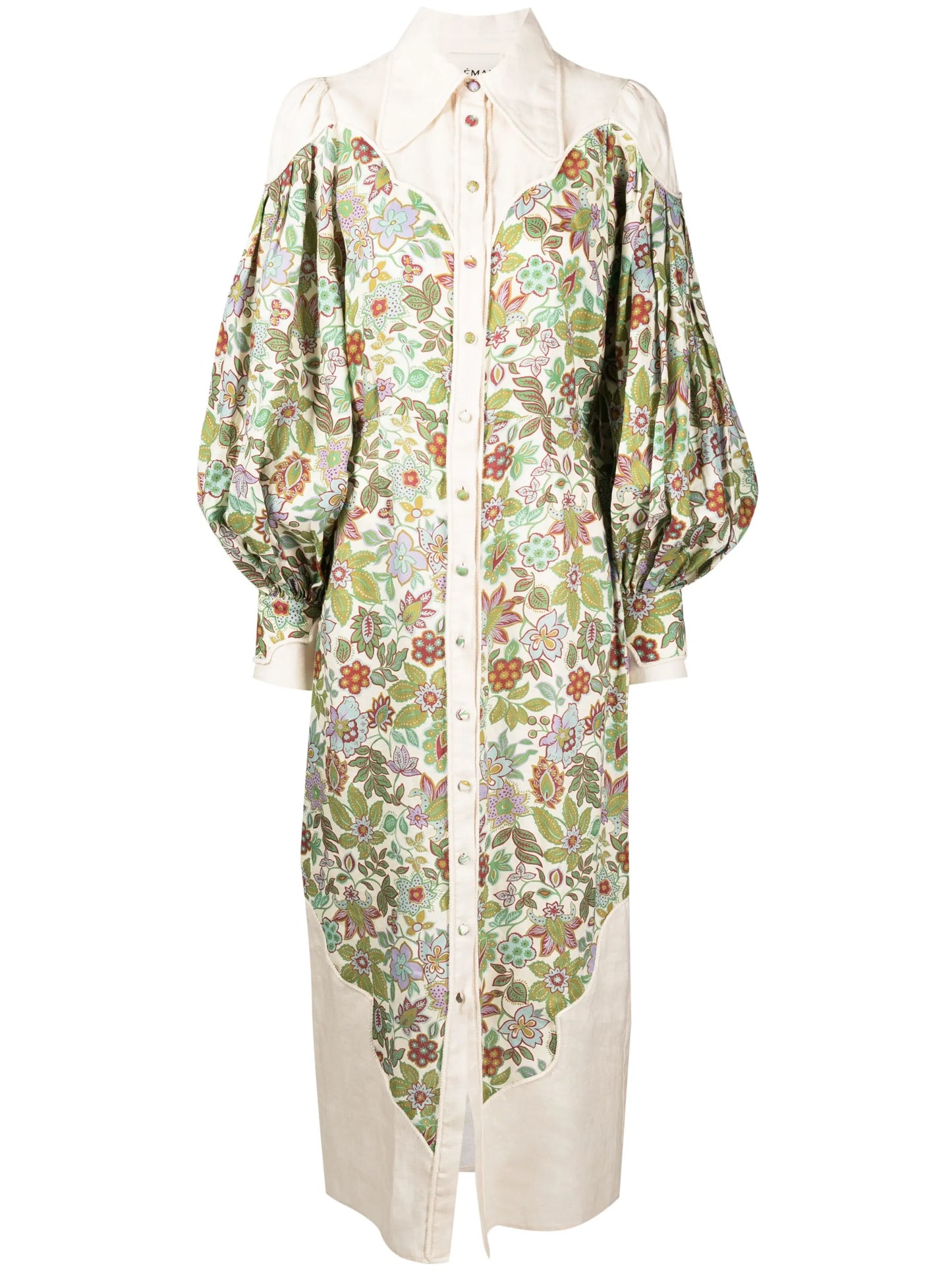 Isabella panelled linen midi shirtdress