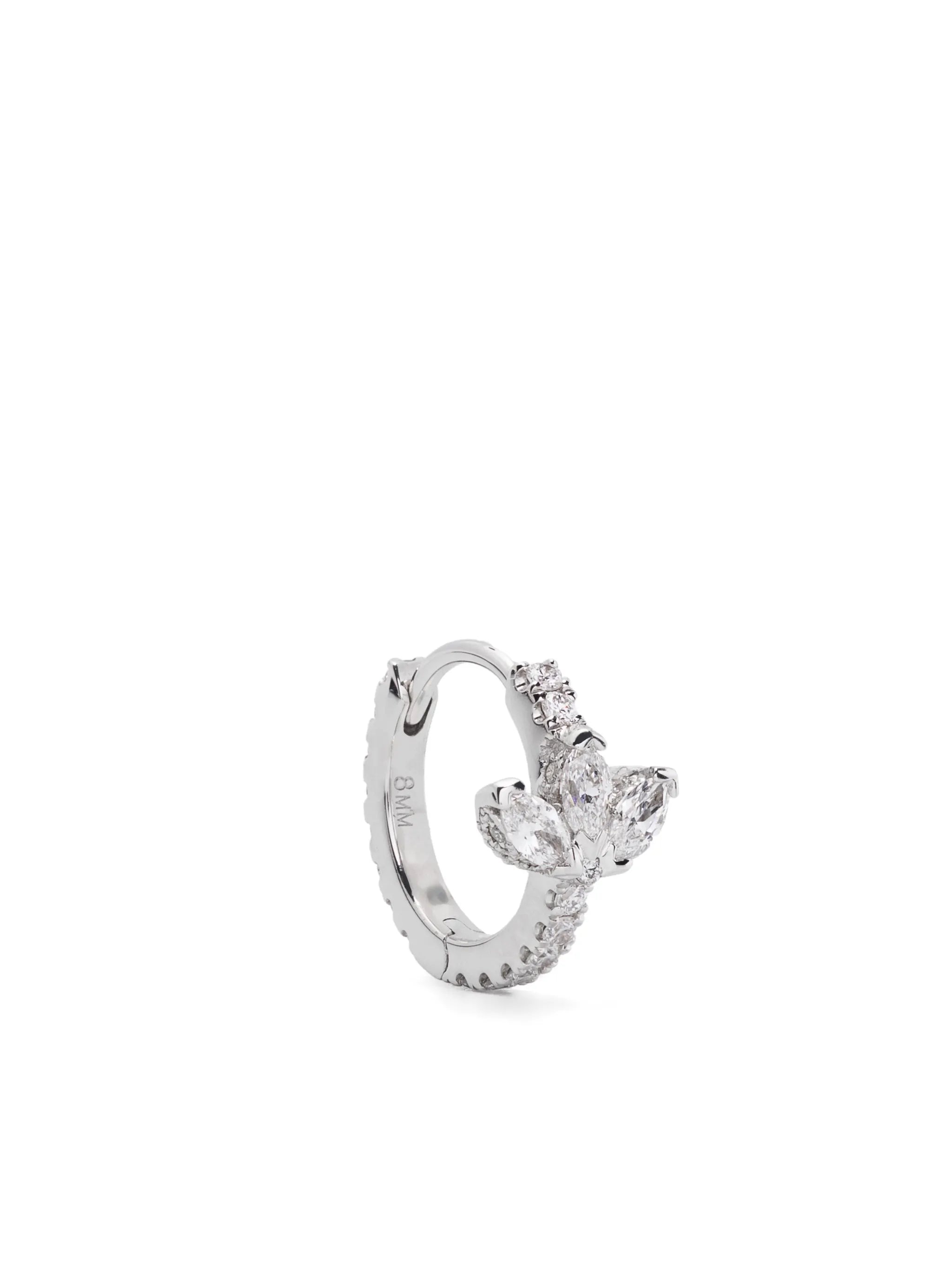 14kt white gold Lotus Eternity diamond hoop earring