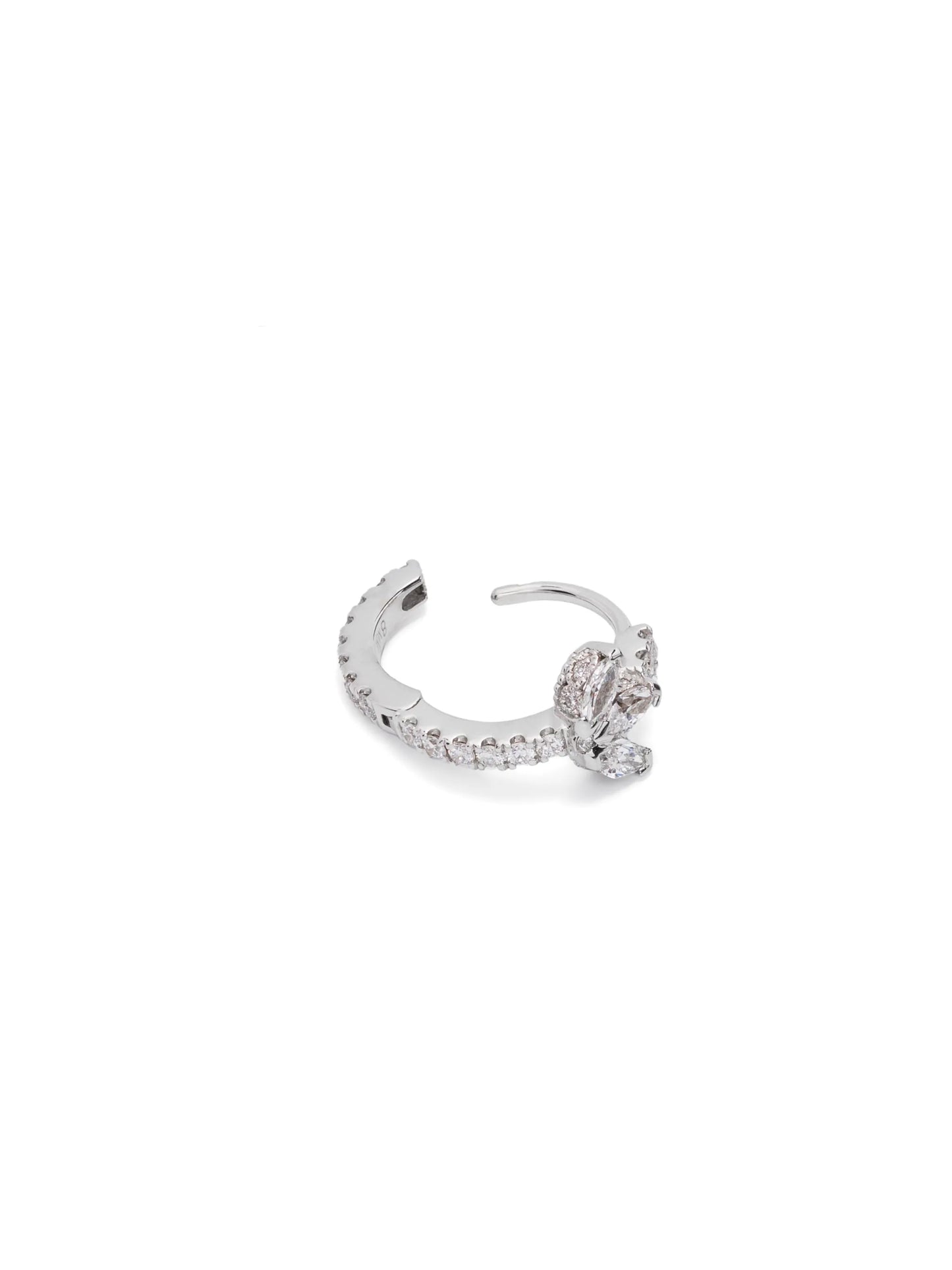 14kt white gold Lotus Eternity diamond hoop earring