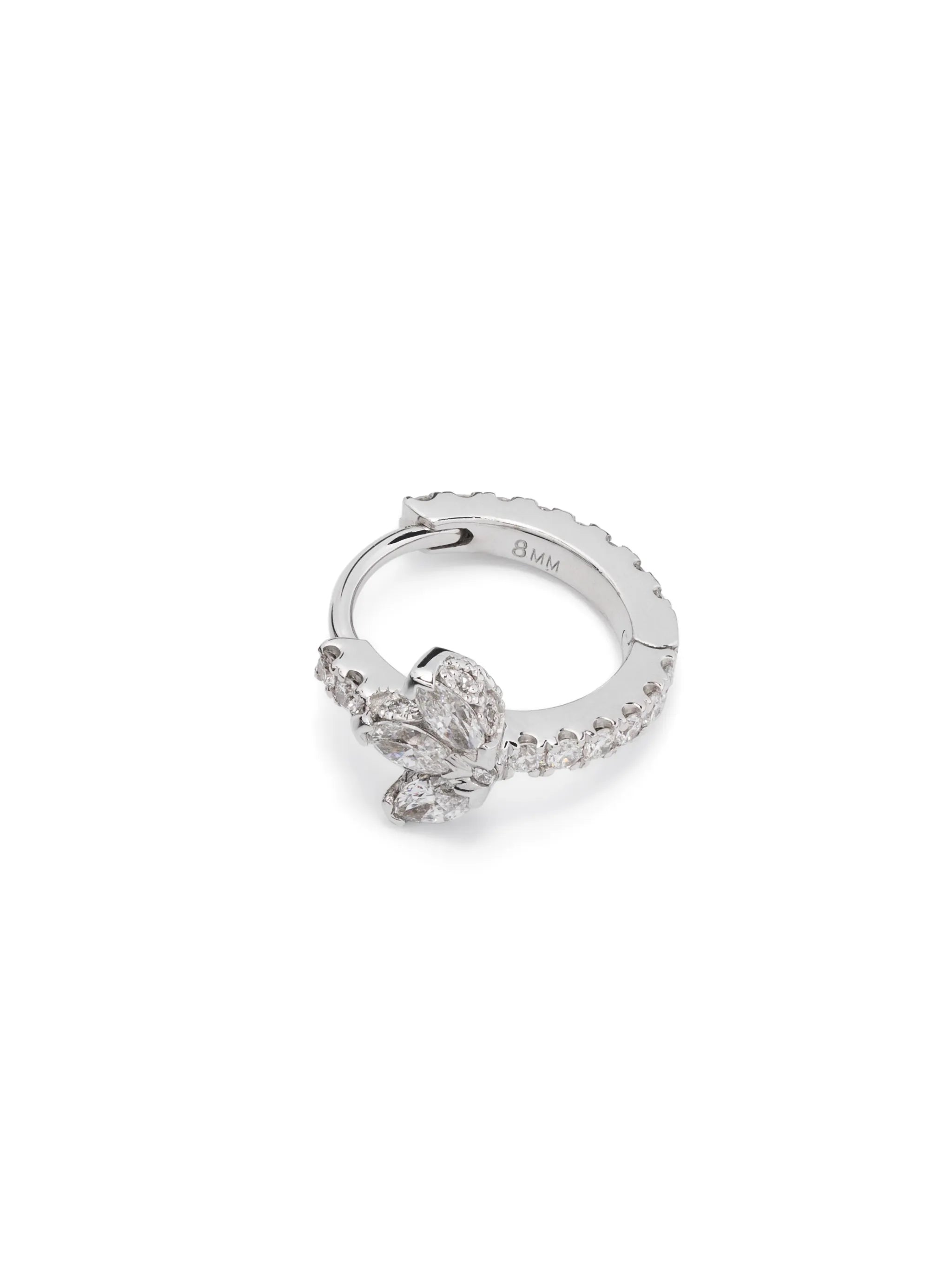 14kt white gold Lotus Eternity diamond hoop earring