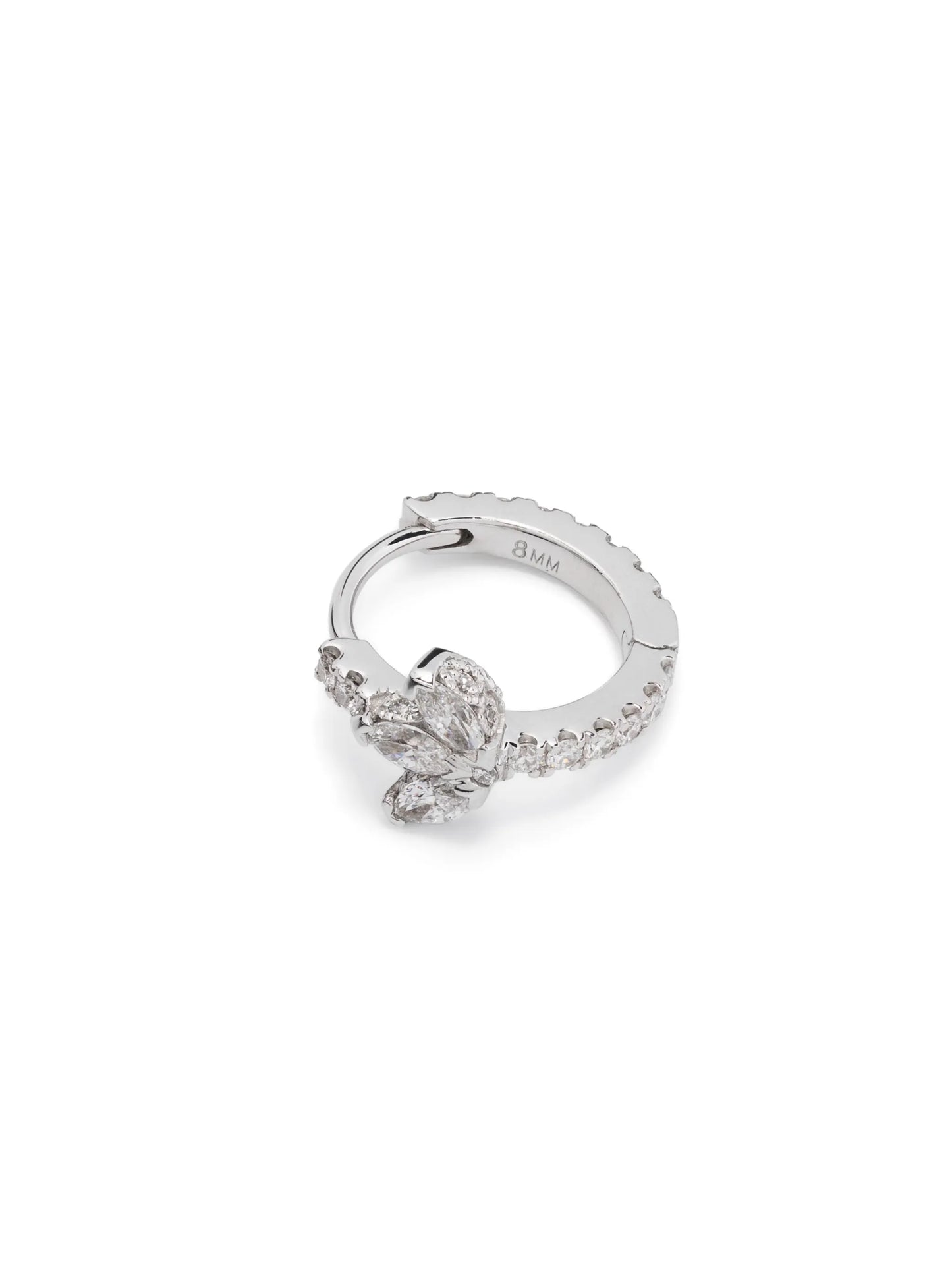 14kt white gold Lotus Eternity diamond hoop earring