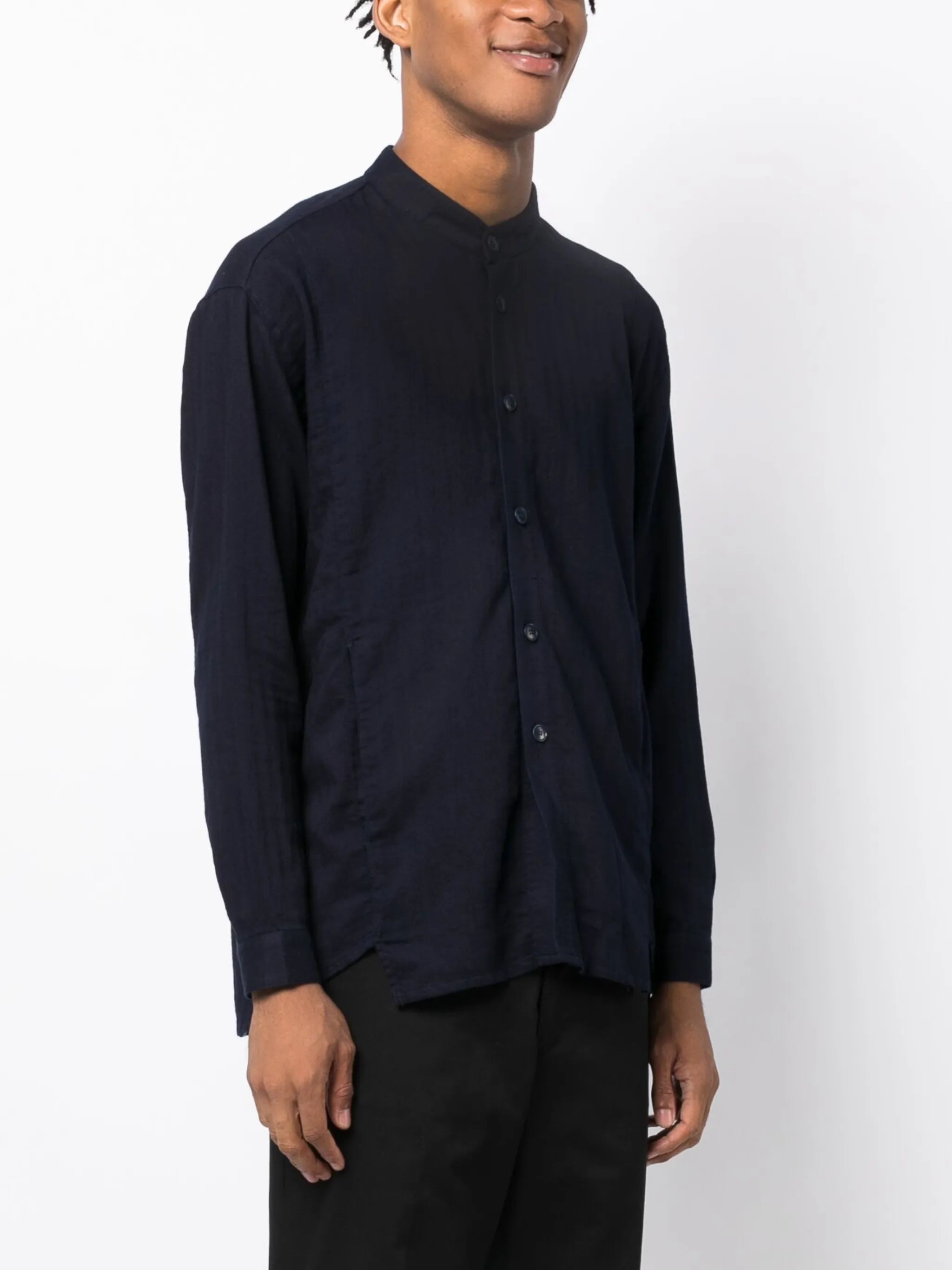 band-collar cotton shirt