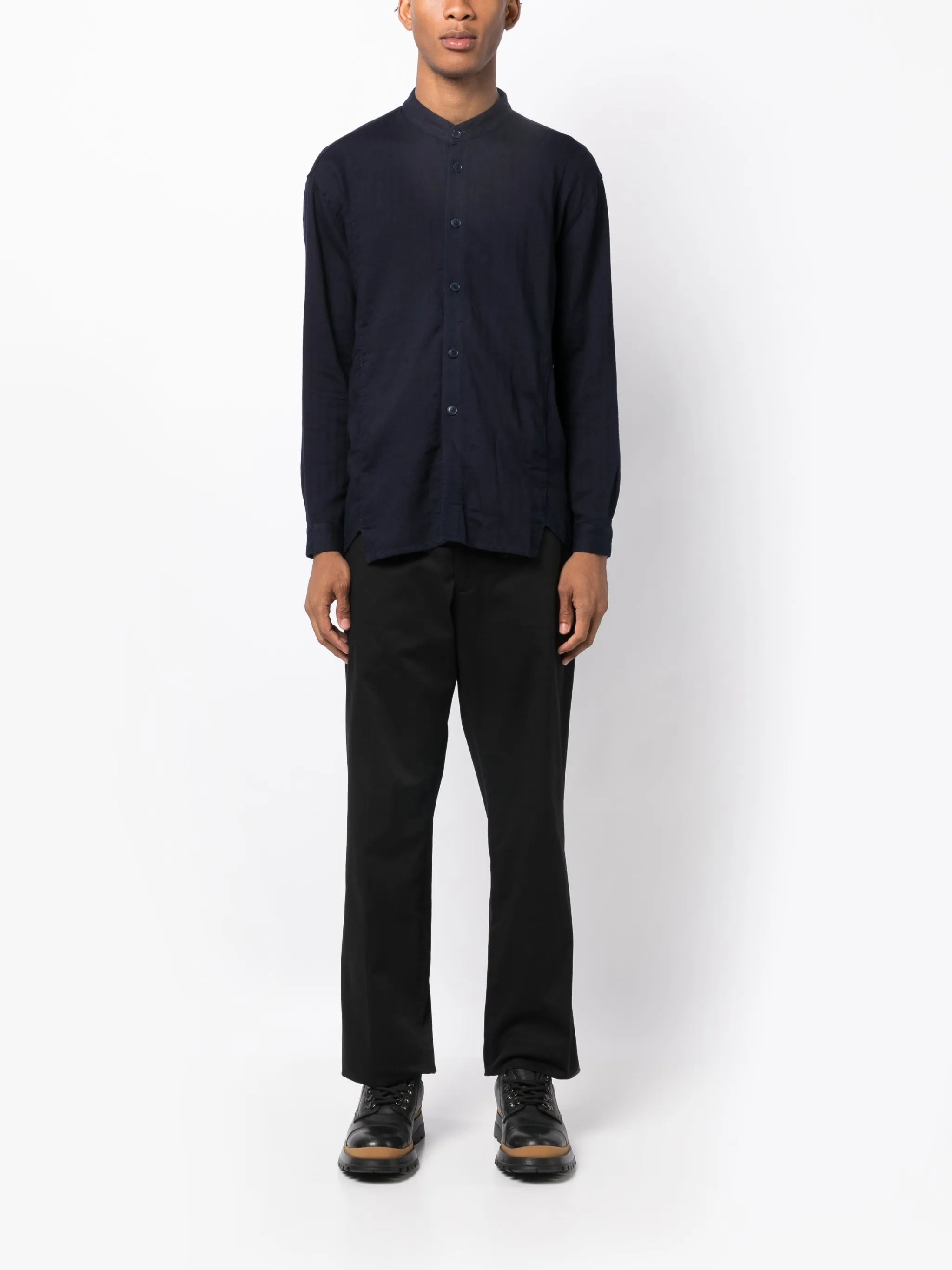 band-collar cotton shirt