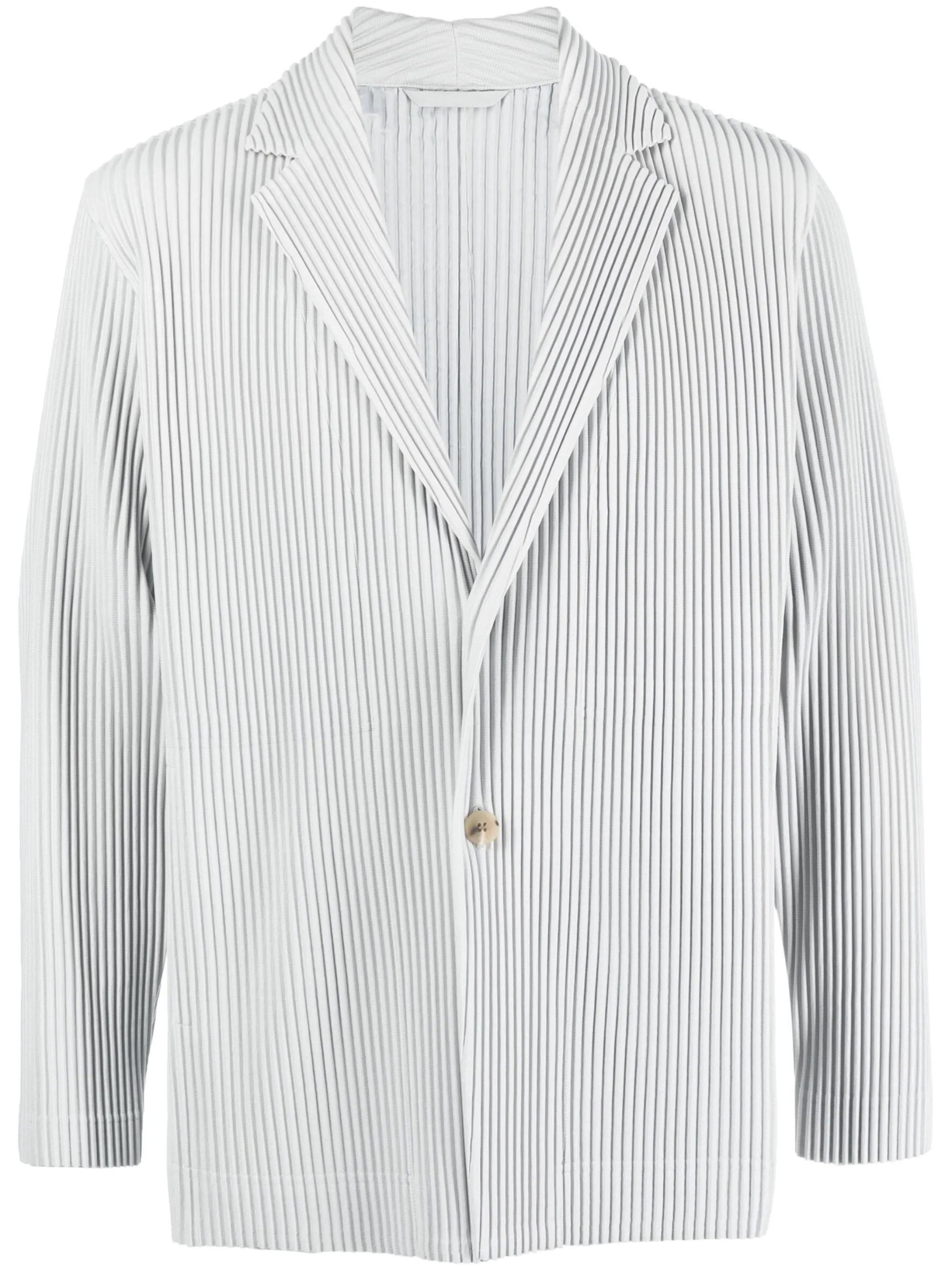micro-pleated single-breasted blazer