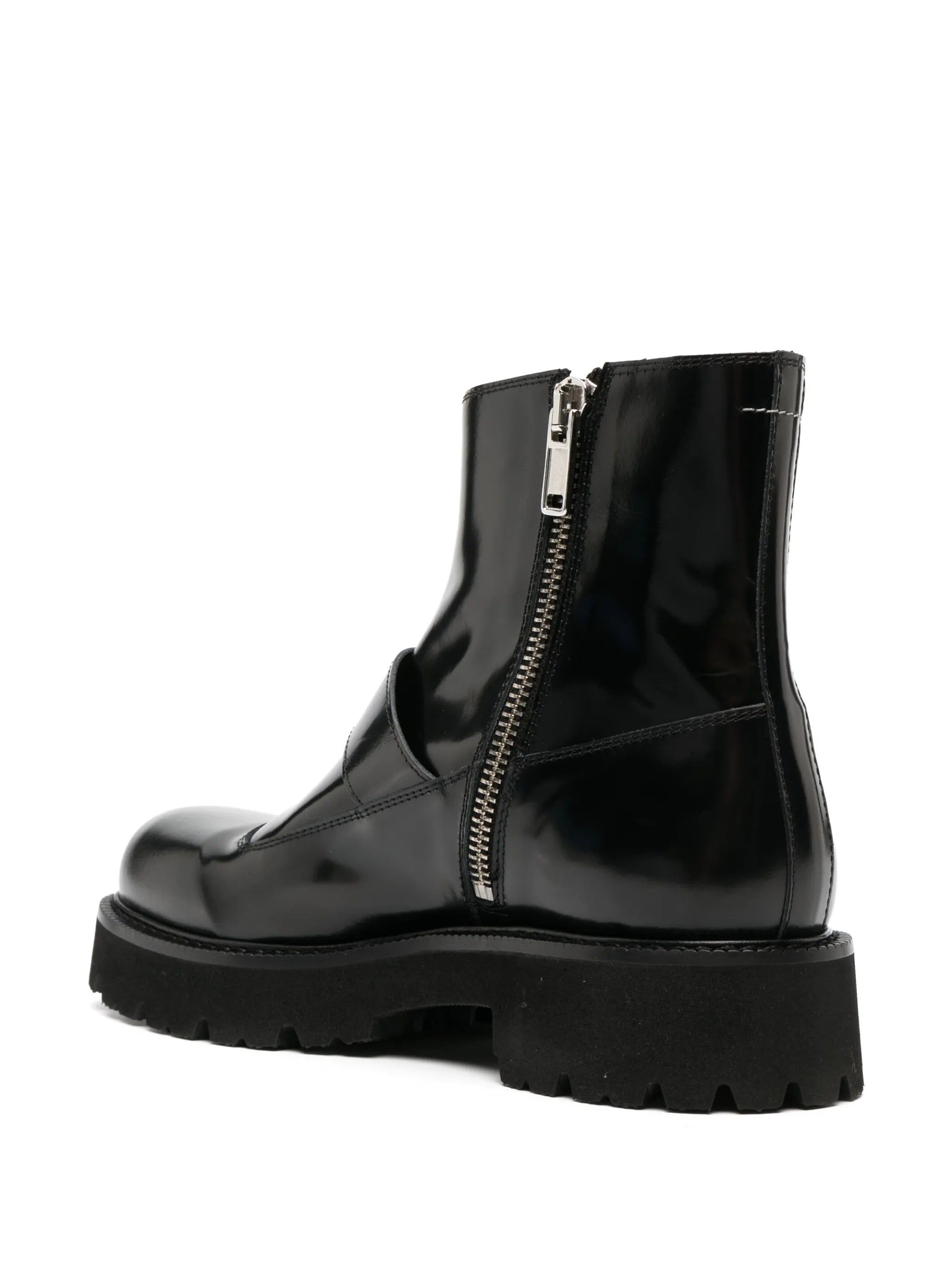 buckled leather ankle boots