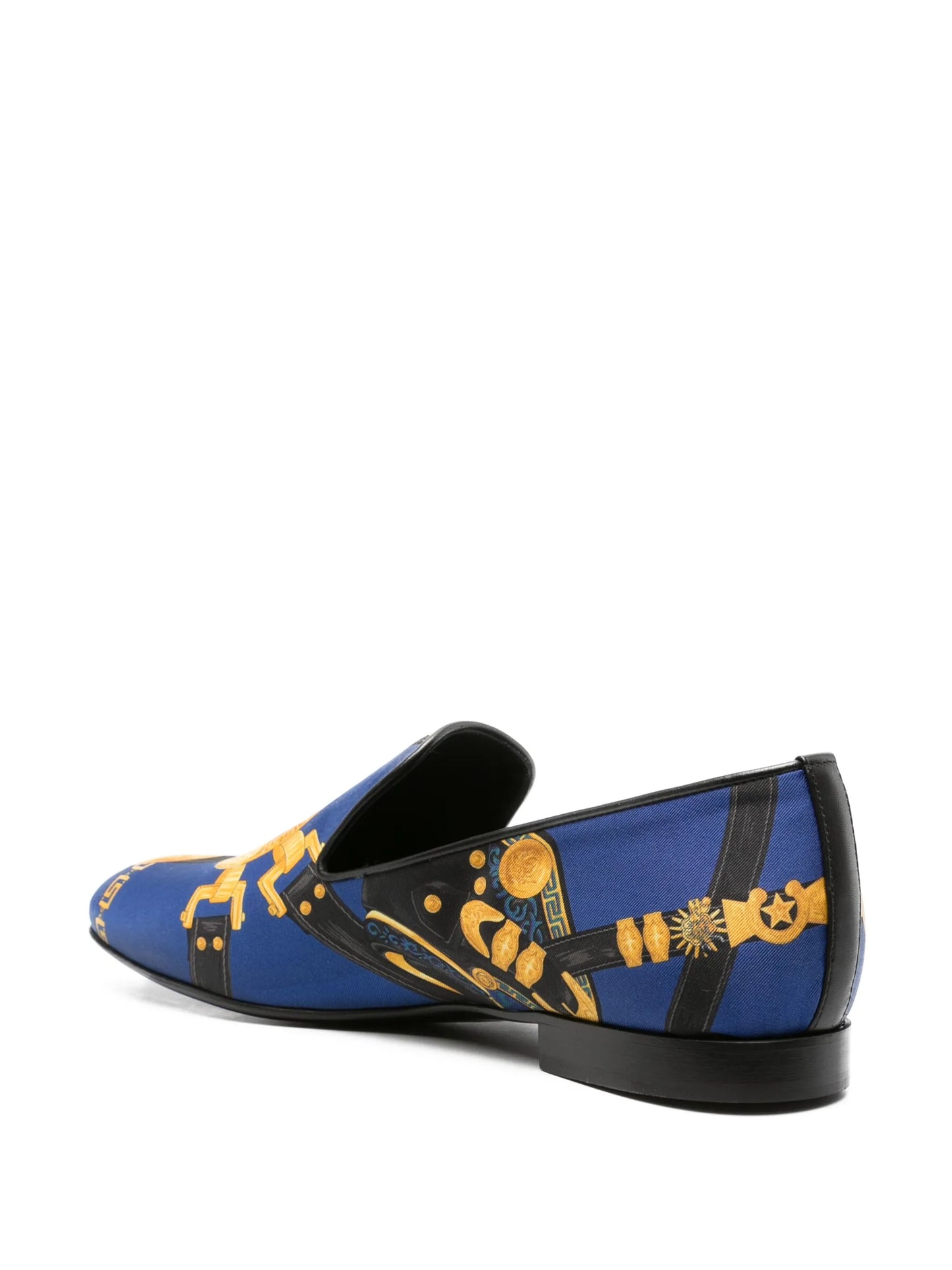 Medusa Saddle-print silk slippers