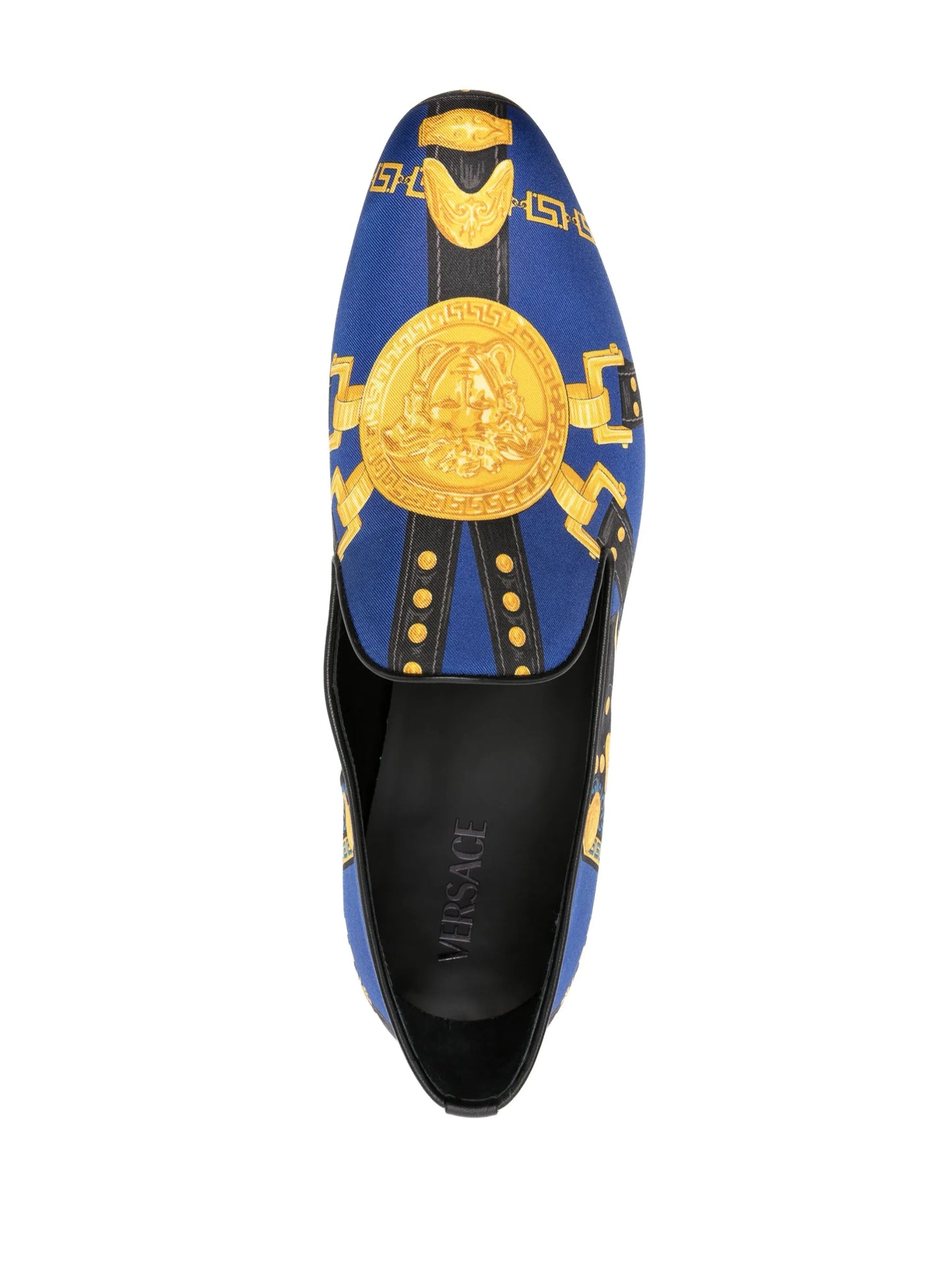 Medusa Saddle-print silk slippers