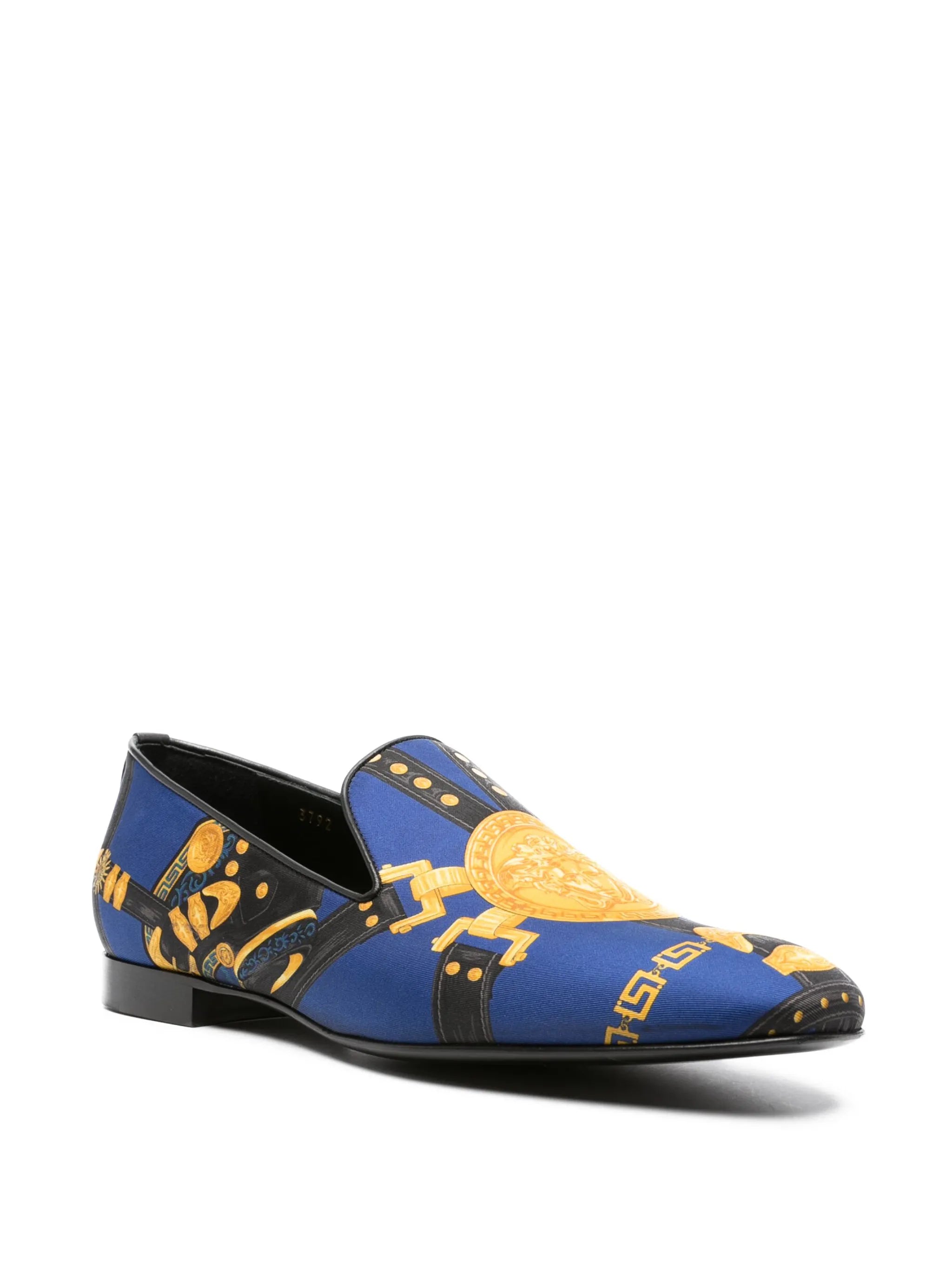 Medusa Saddle-print silk slippers