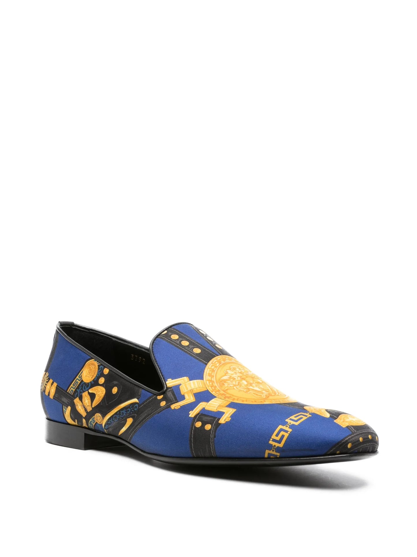 Medusa Saddle-print silk slippers
