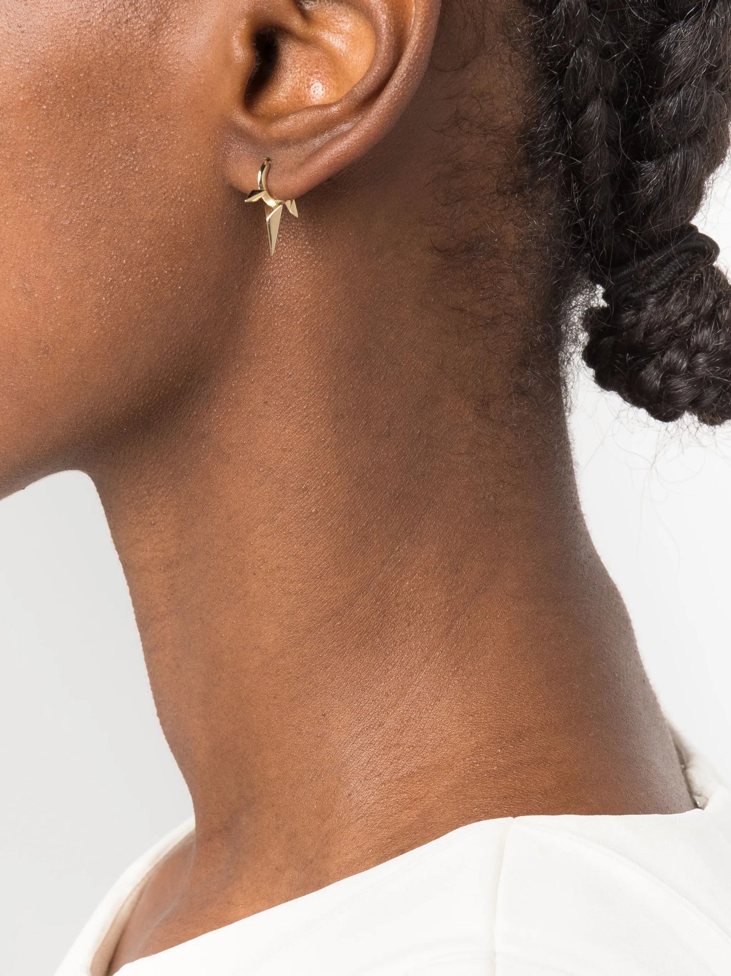 14kt yellow gold Triple Long Spike hoop earring