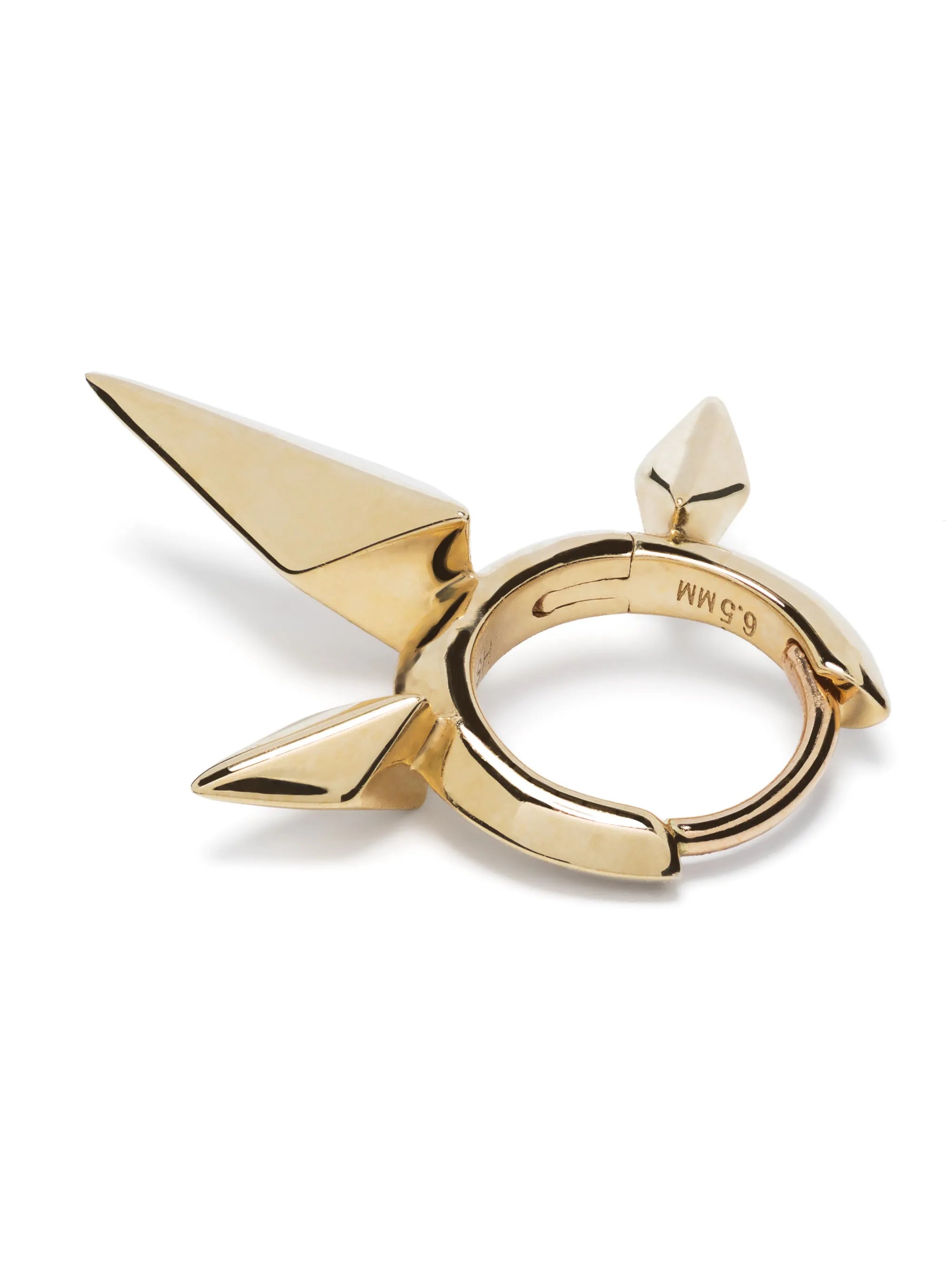 14kt yellow gold Triple Long Spike hoop earring