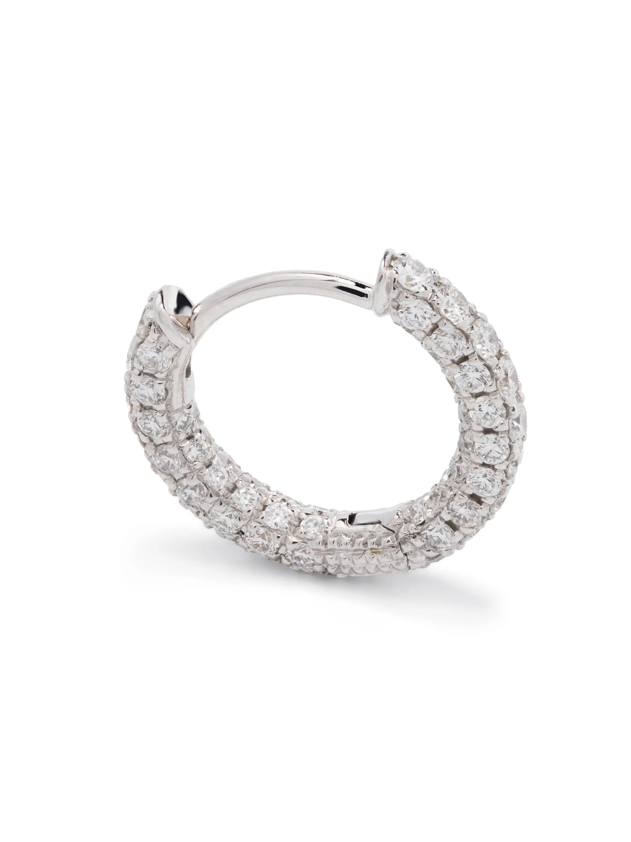 14kt white gold Five Row diamond hoop earring