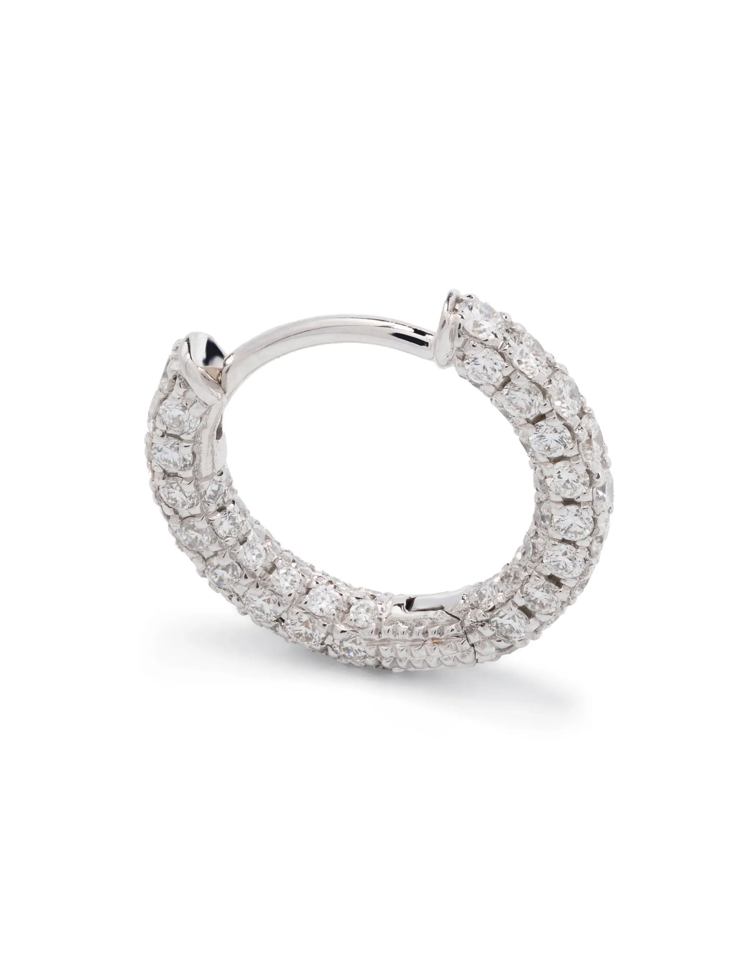 14kt white gold Five Row diamond hoop earring