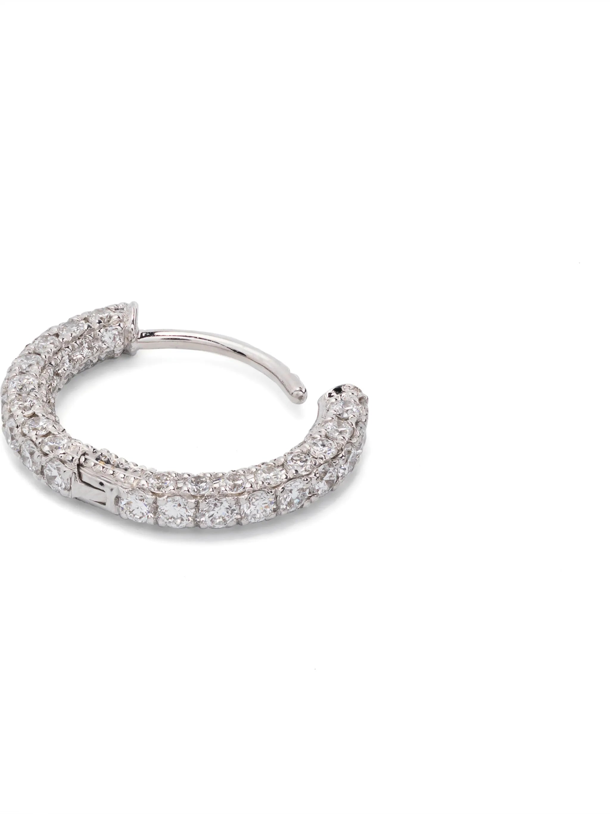 14kt white gold Five Row diamond hoop earring