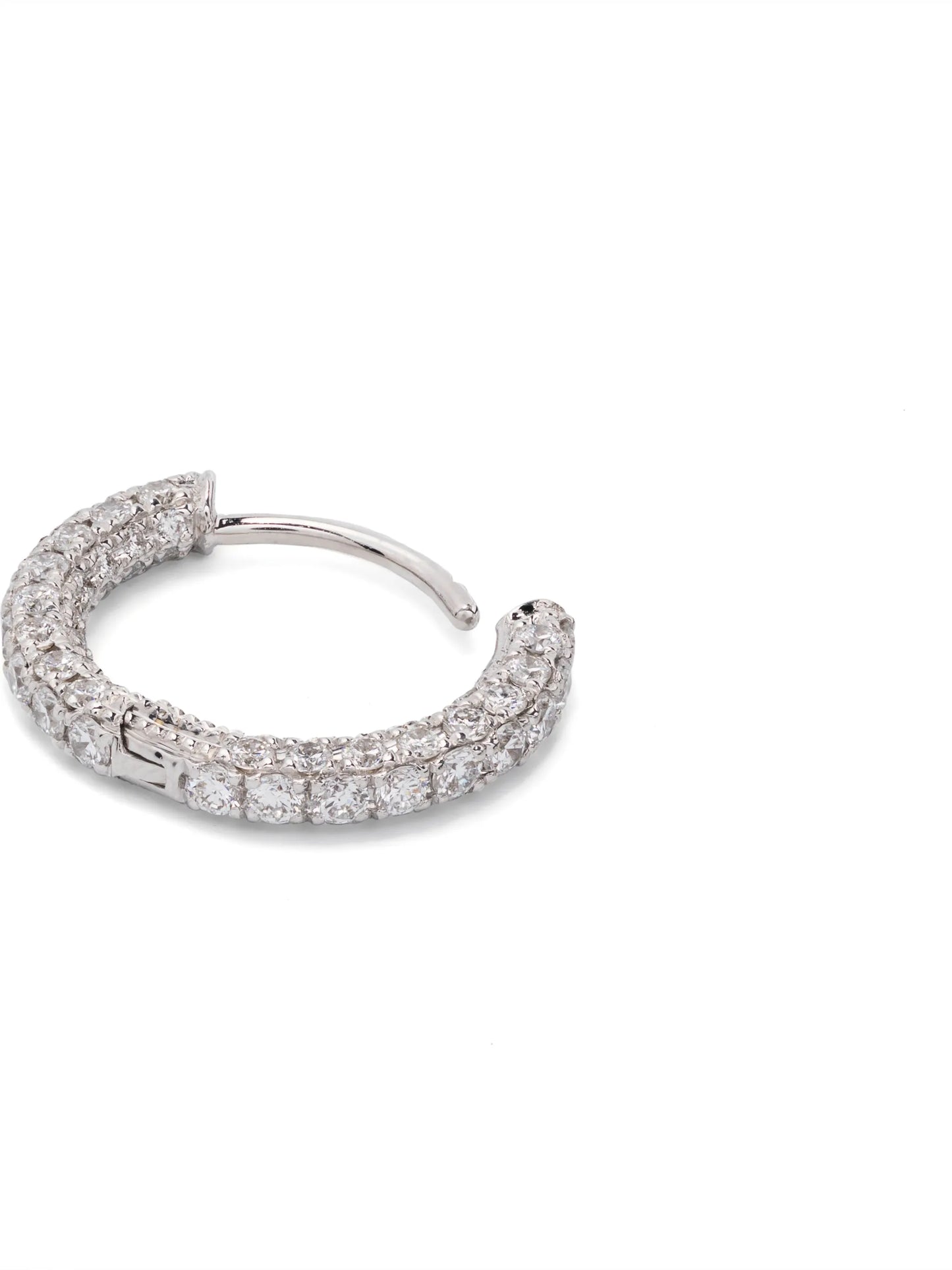 14kt white gold Five Row diamond hoop earring