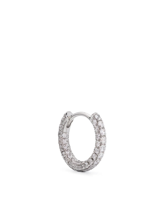14kt white gold Five Row diamond hoop earring