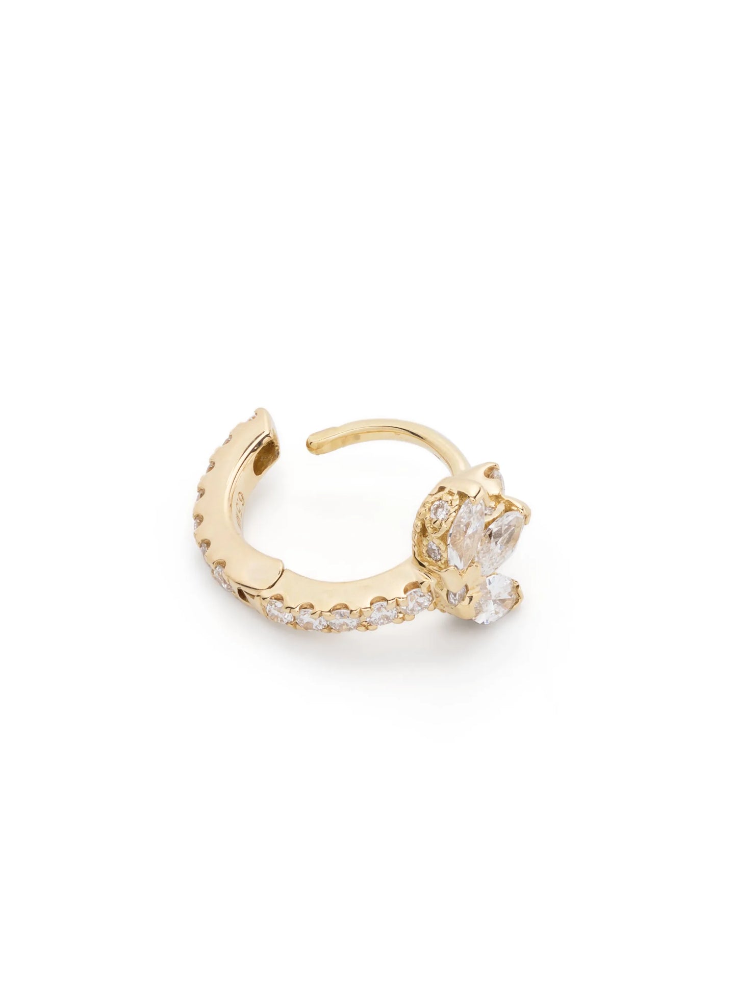 18kt yellow gold Lotus Eternity diamond hoop earring