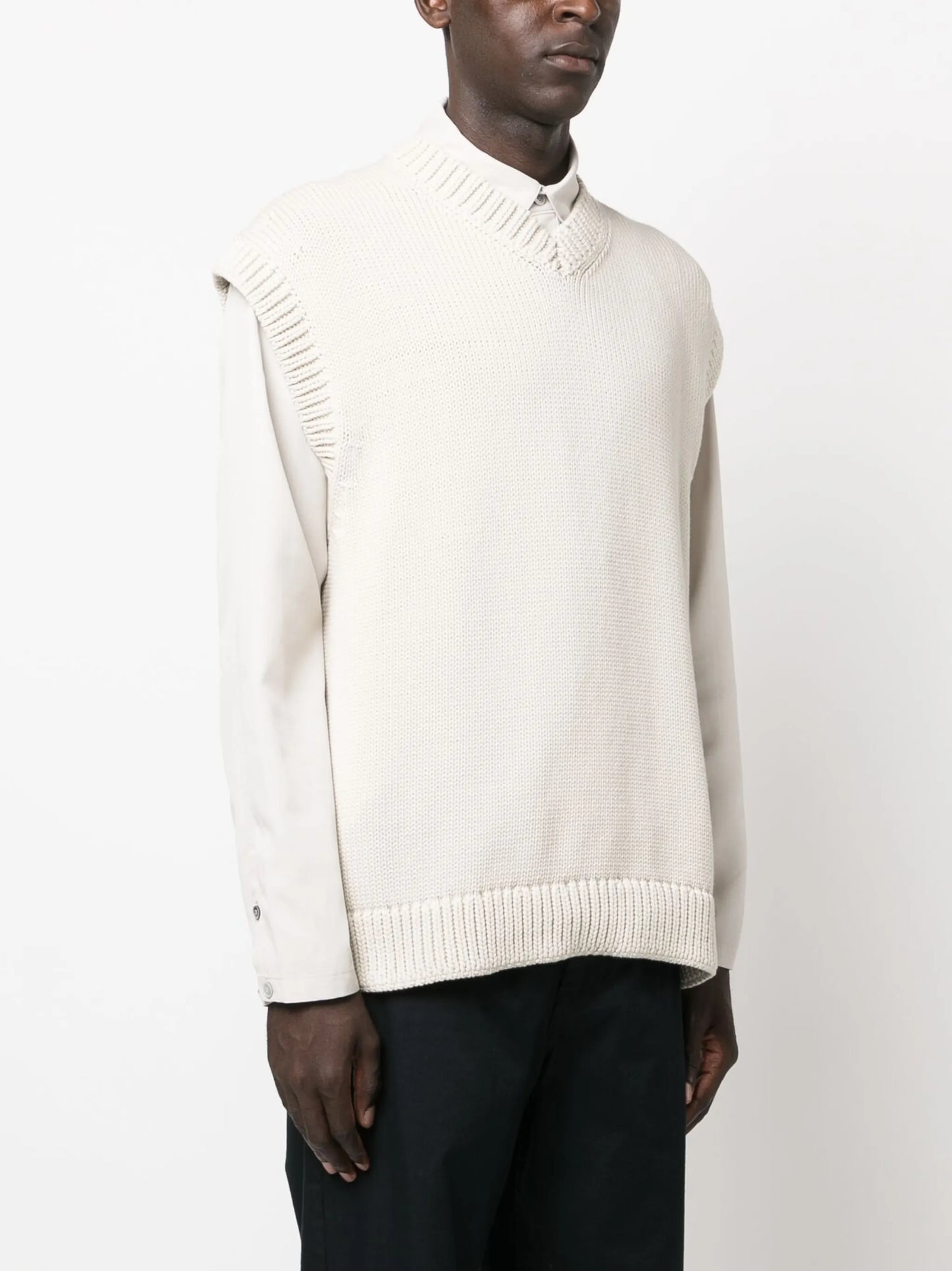 V-neck cotton-blend knitted vest