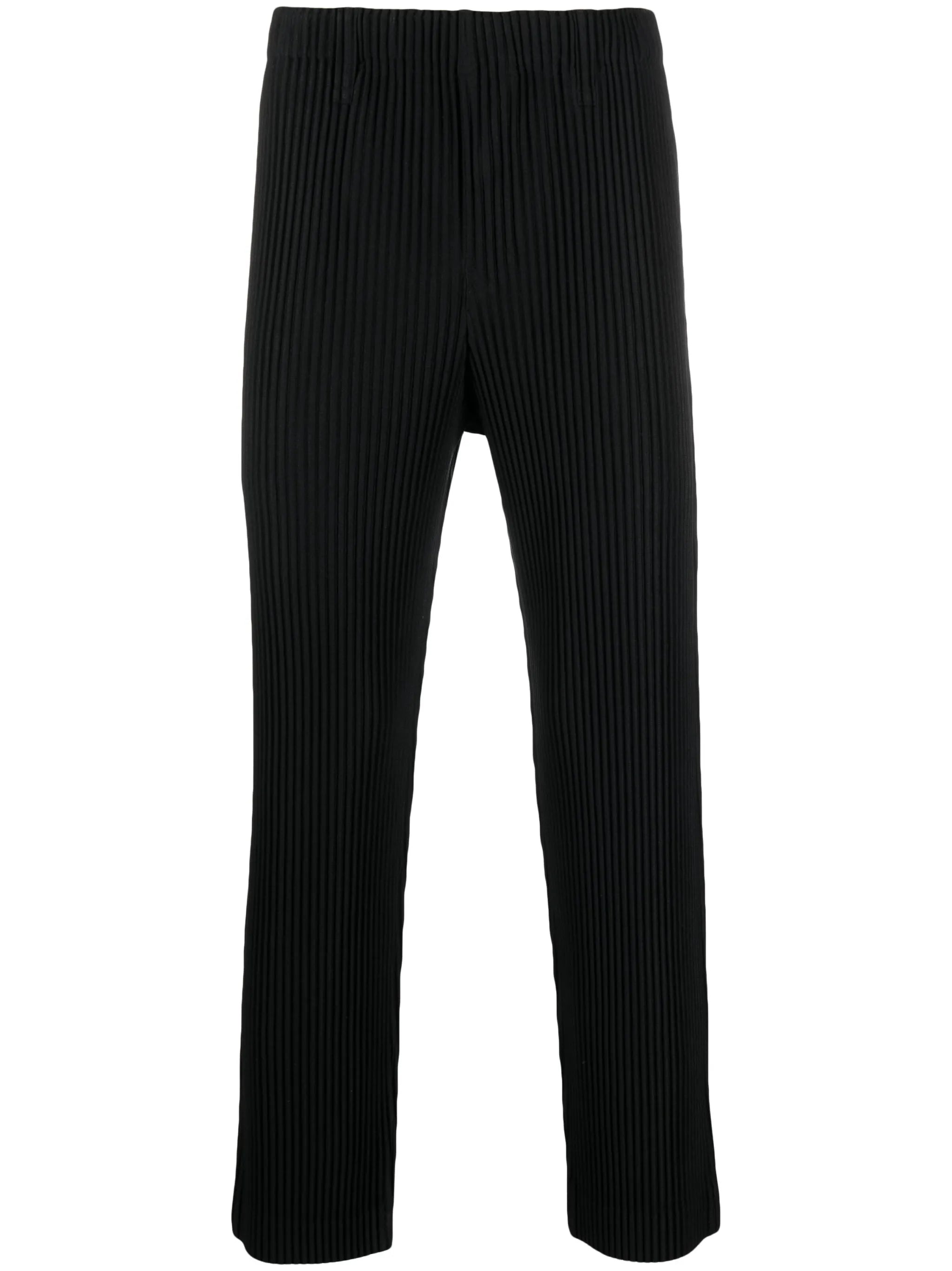 pleated straight-leg trousers