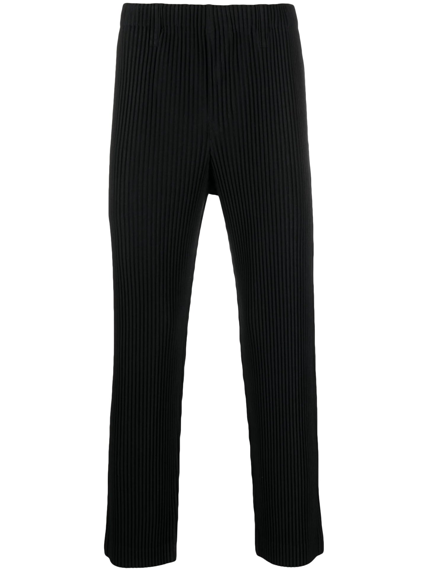 pleated straight-leg trousers