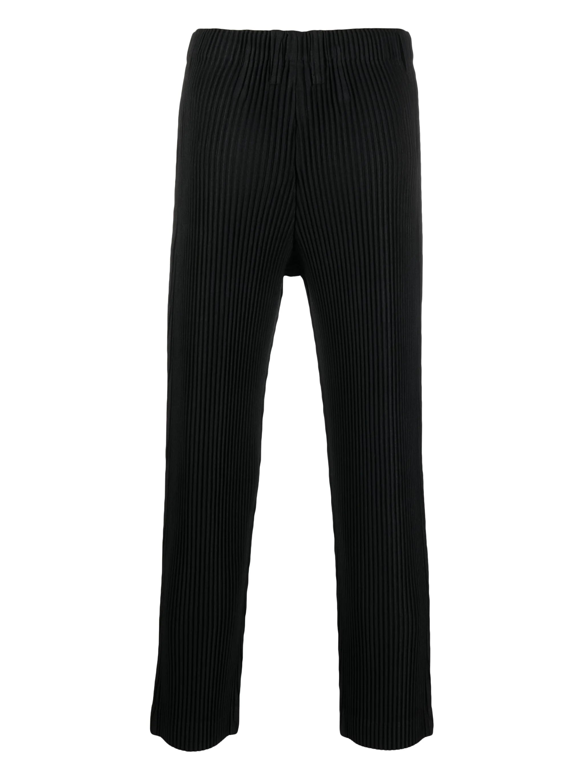 pleated straight-leg trousers