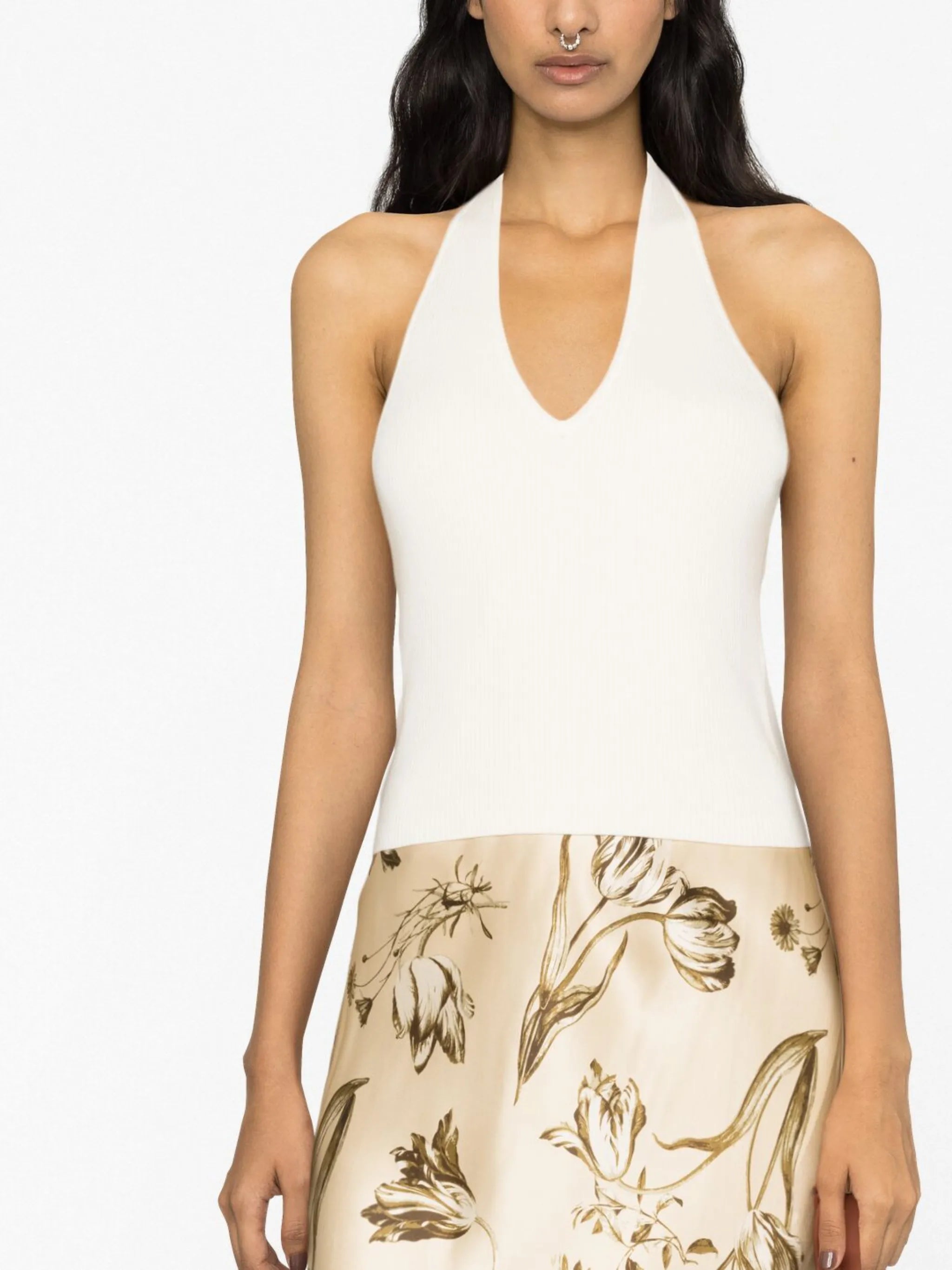 Carol ribbed halterneck tank top