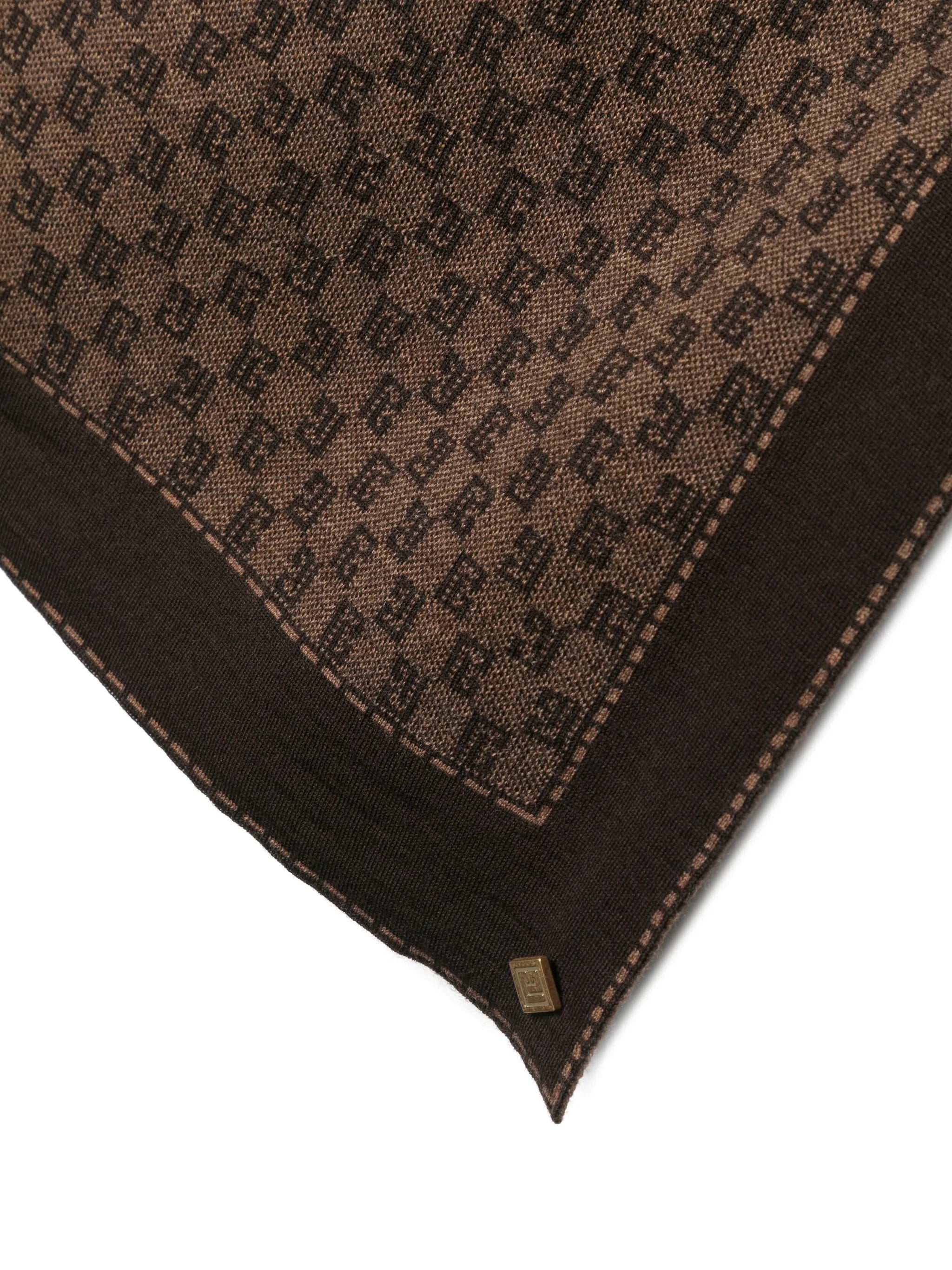 monogram-jacquard wool scarf