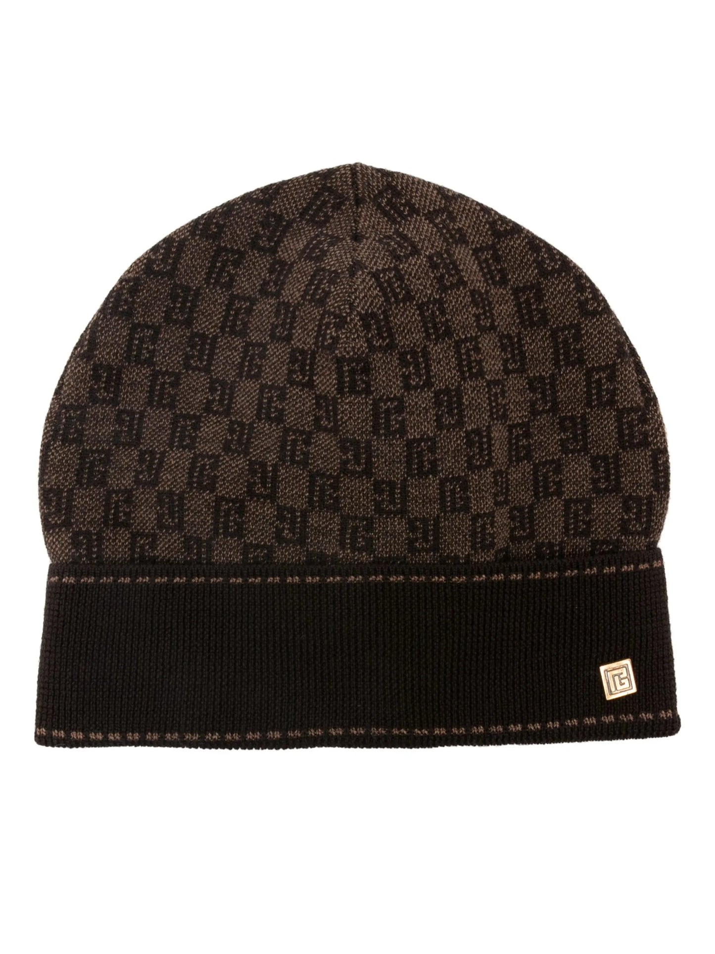 monogram-jacquard wool beanie