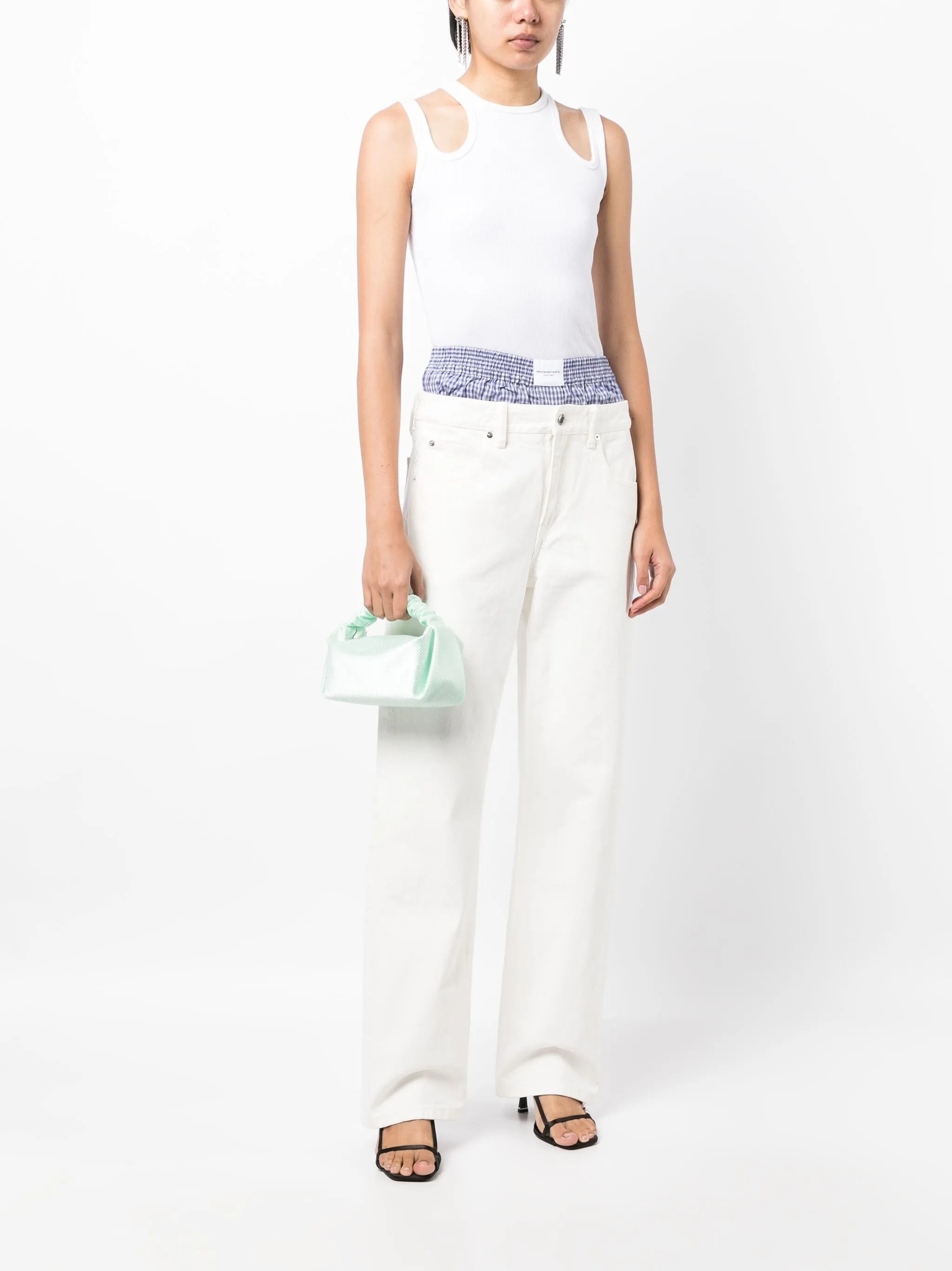 layered straight-leg jeans
