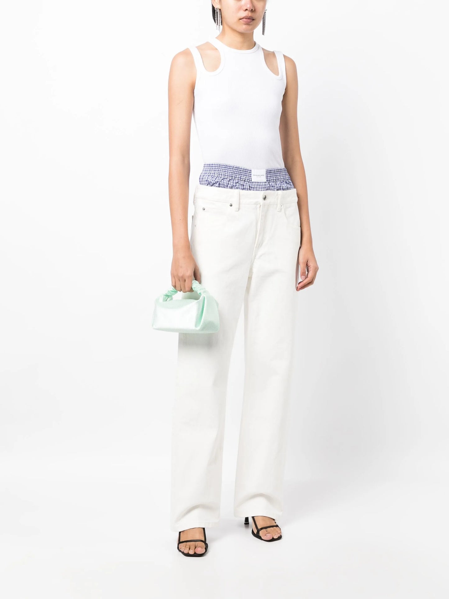 layered straight-leg jeans
