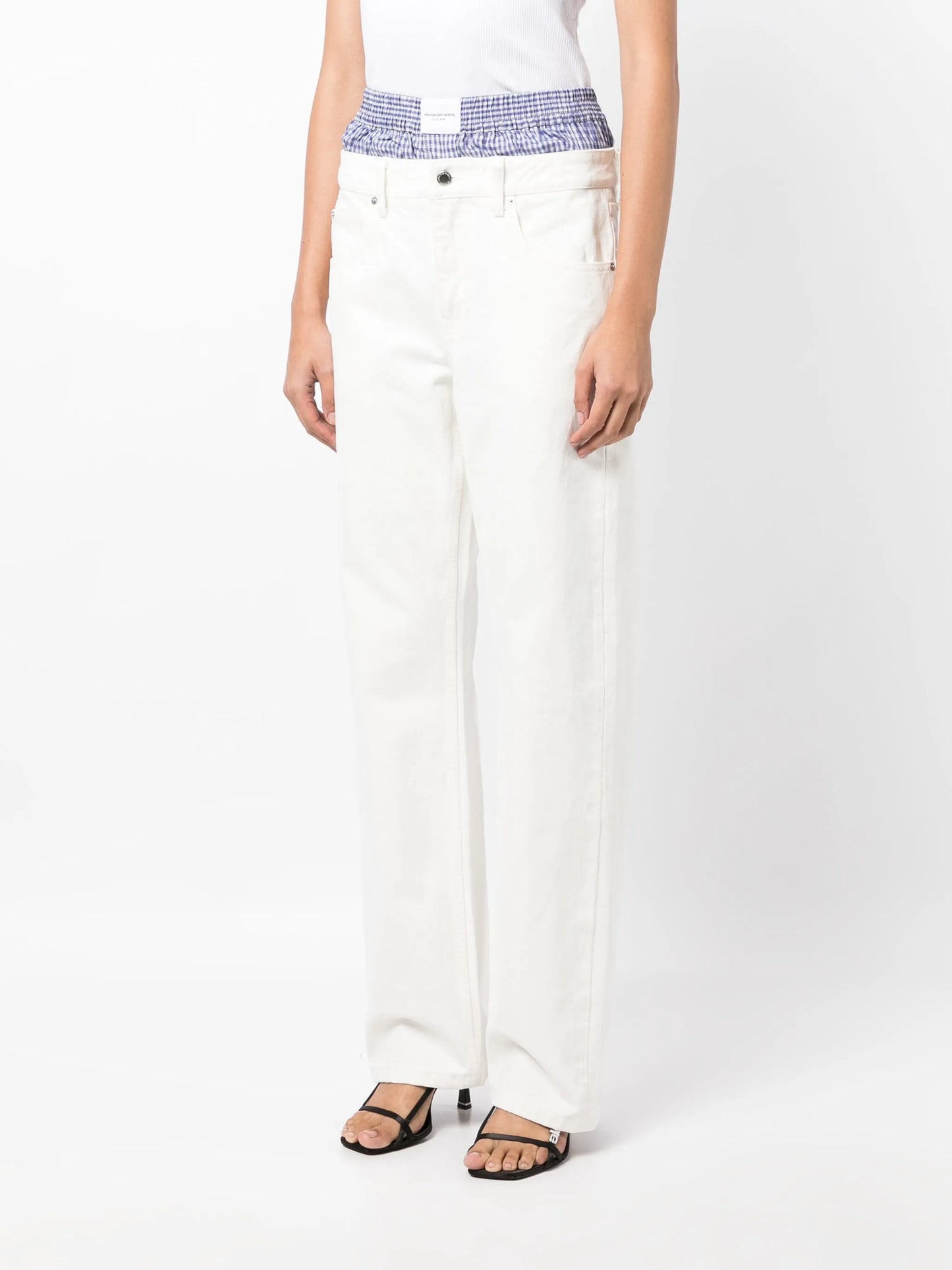 layered straight-leg jeans