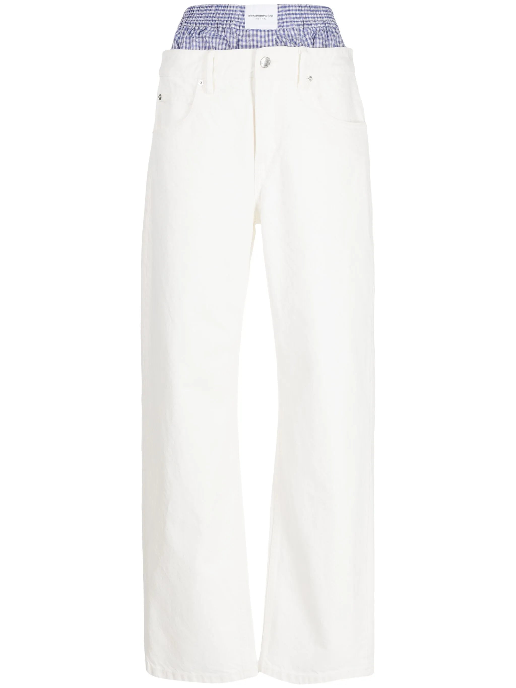 layered straight-leg jeans