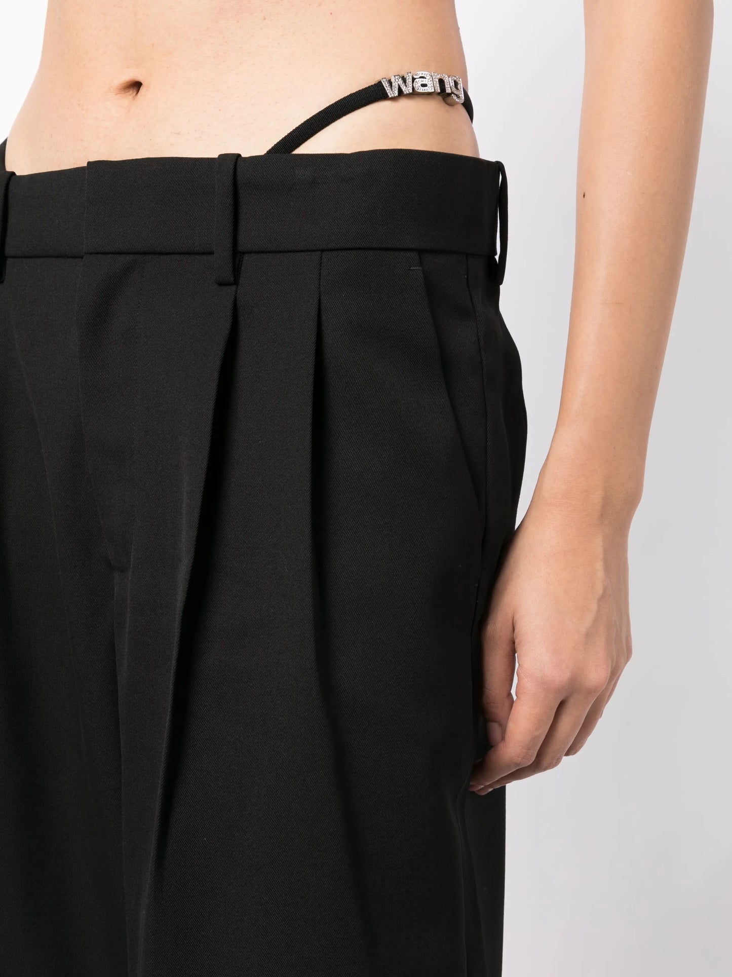 logo-embellished layered wide-leg trousers