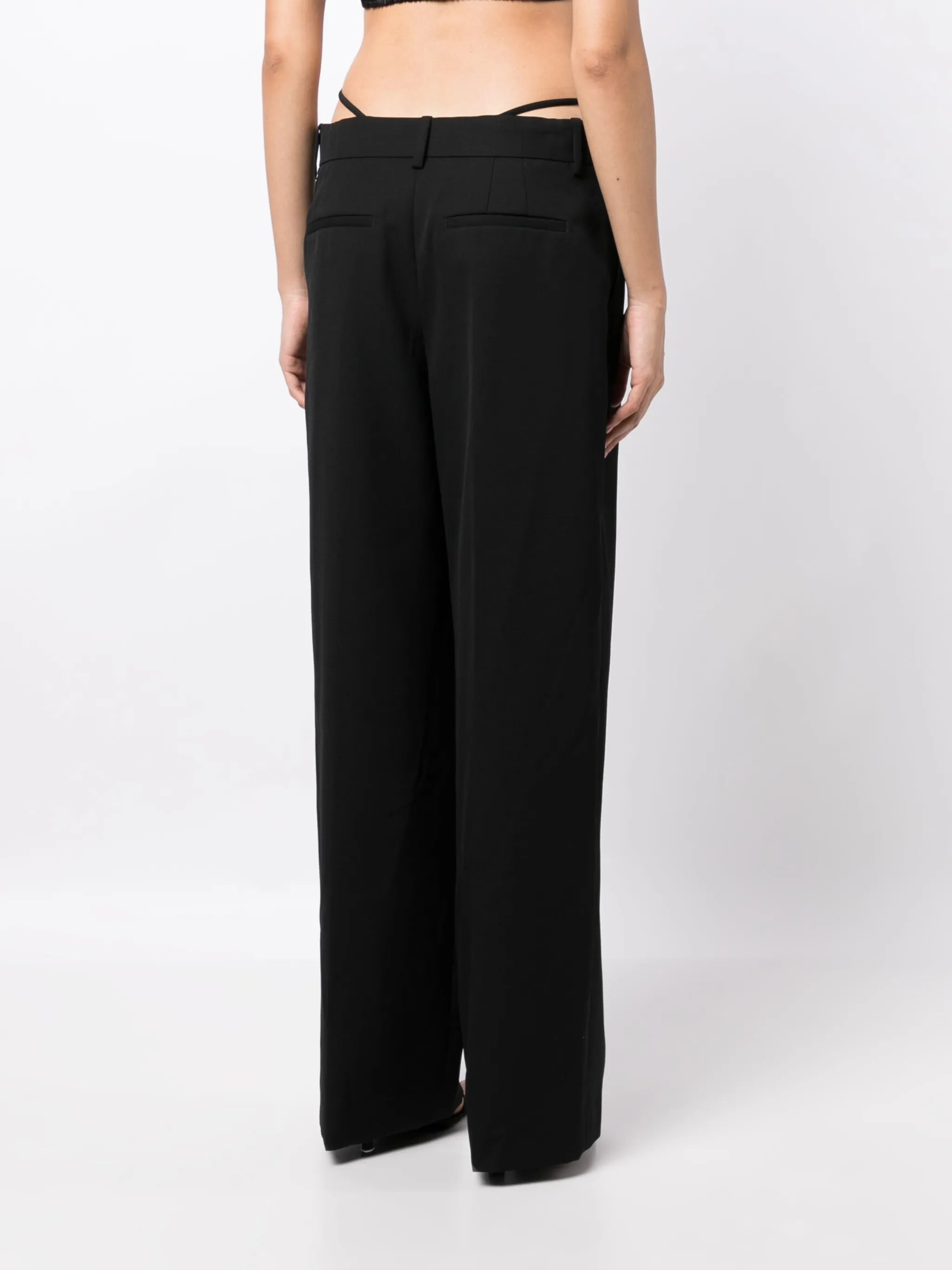 logo-embellished layered wide-leg trousers