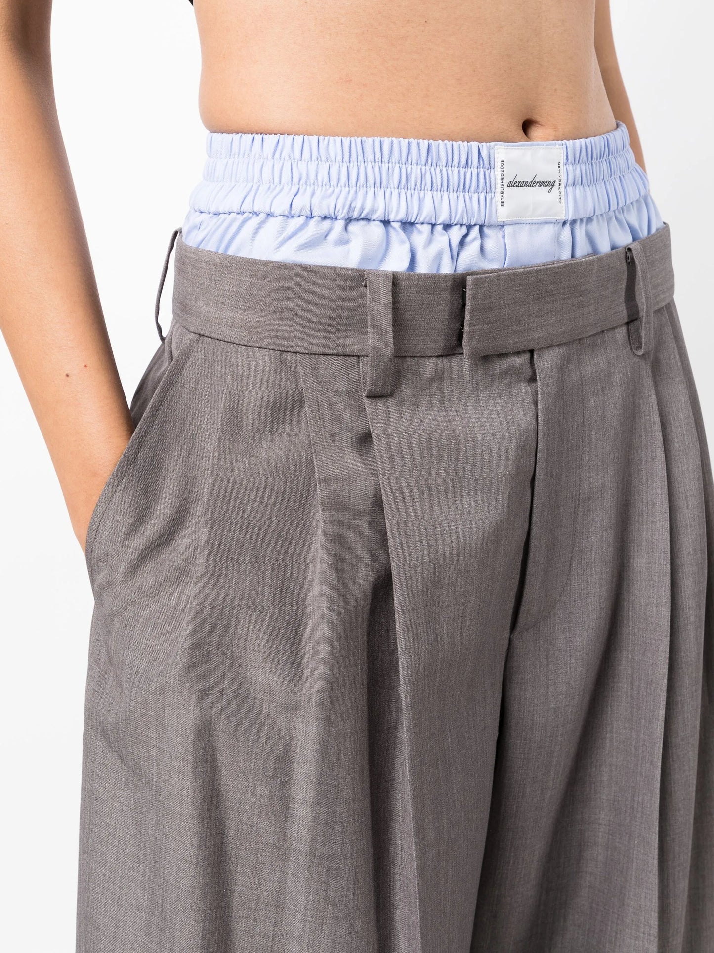 layered tailored trousers